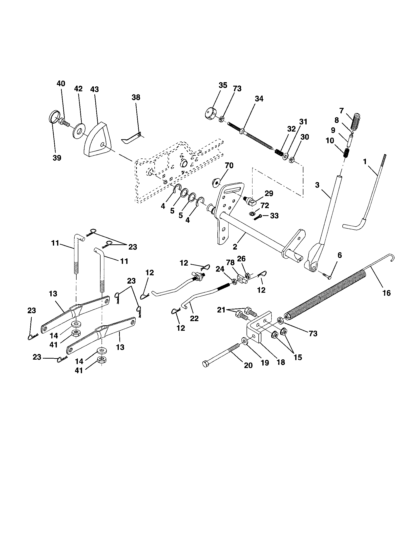Poulan PRGT2046A lift assembly diagram
