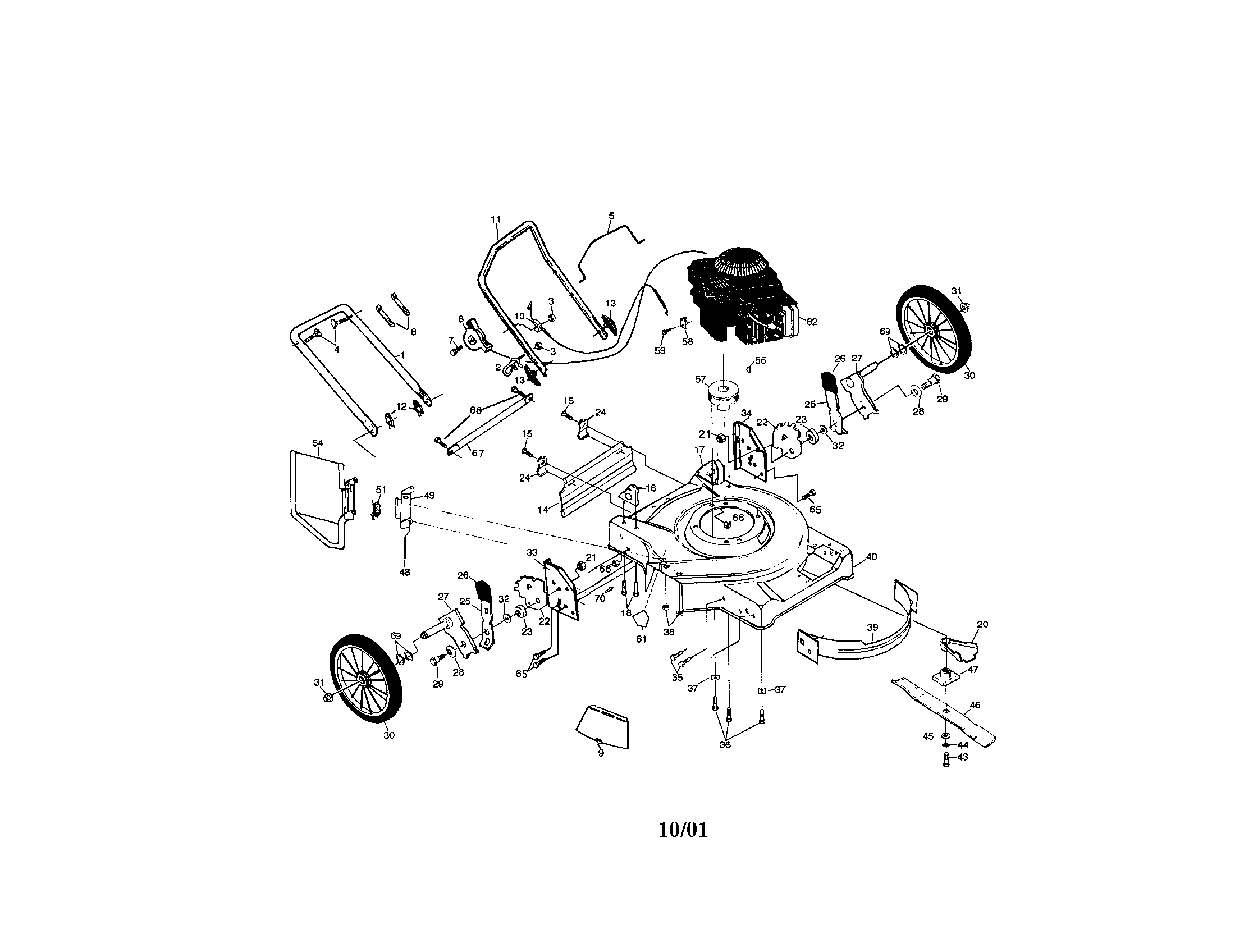 Poulan PR6Y22SHA rotary lawn mower diagram