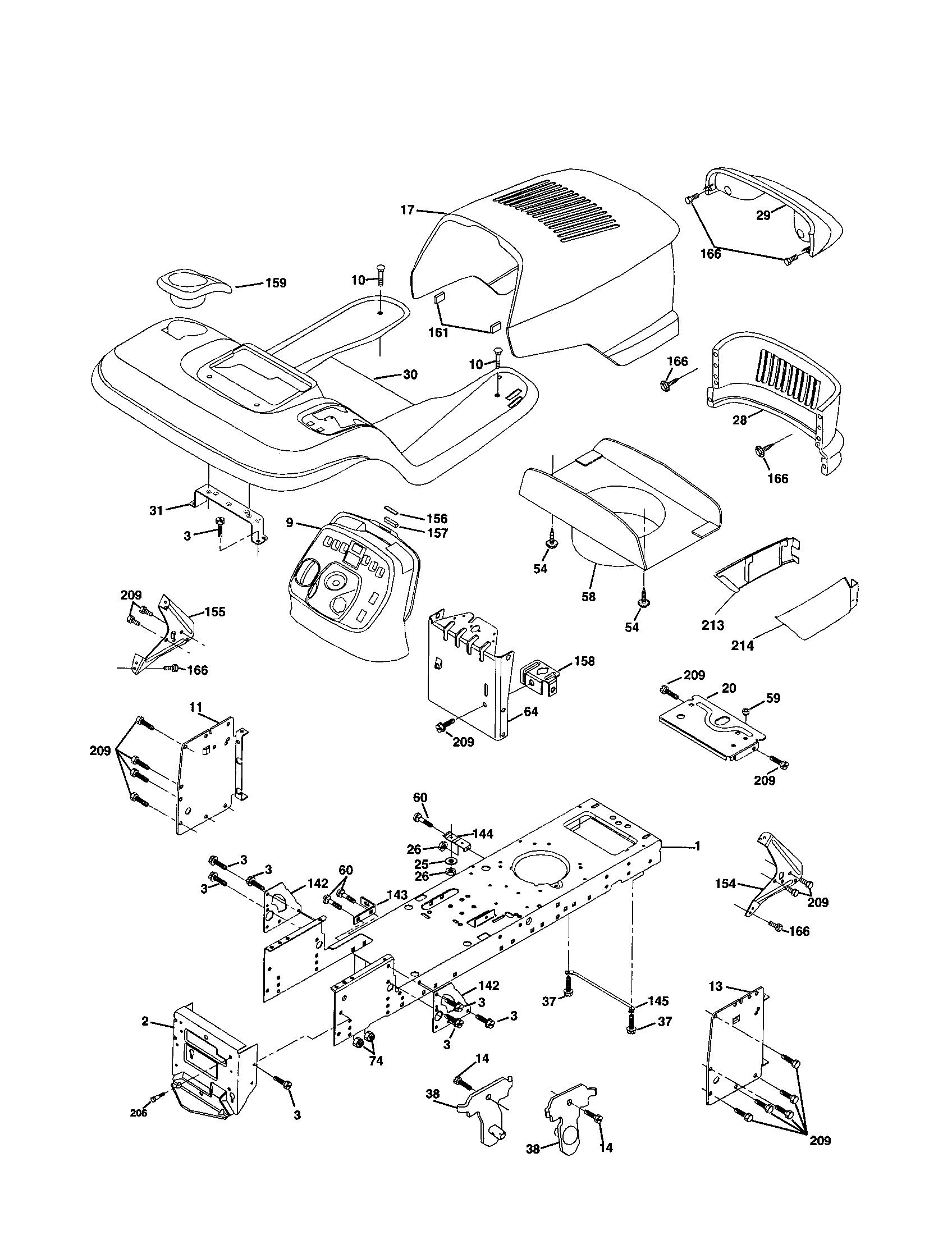 Poulan DPR22H48STB chassis and enclosures diagram