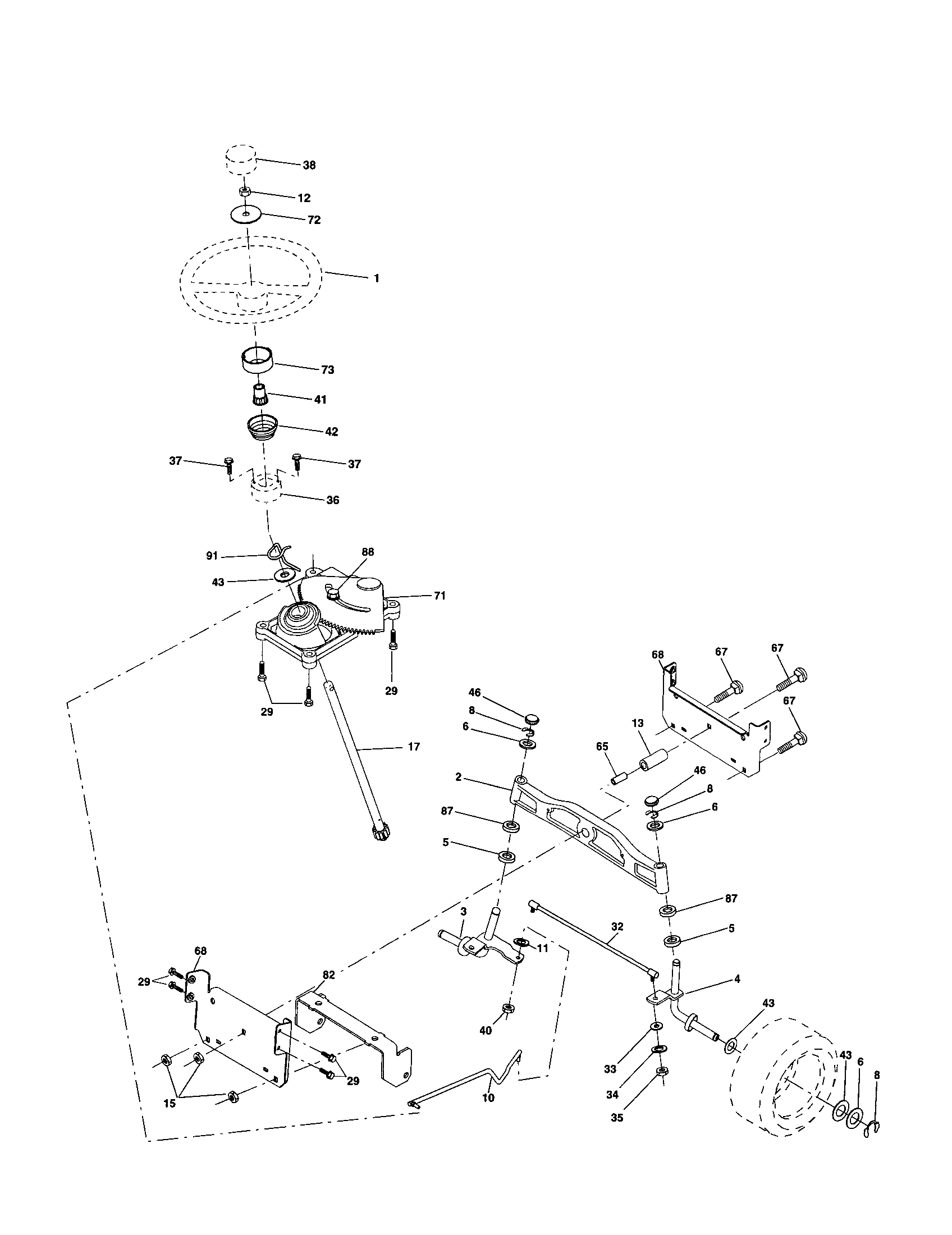 Poulan DPR22H48STB steering assembly diagram
