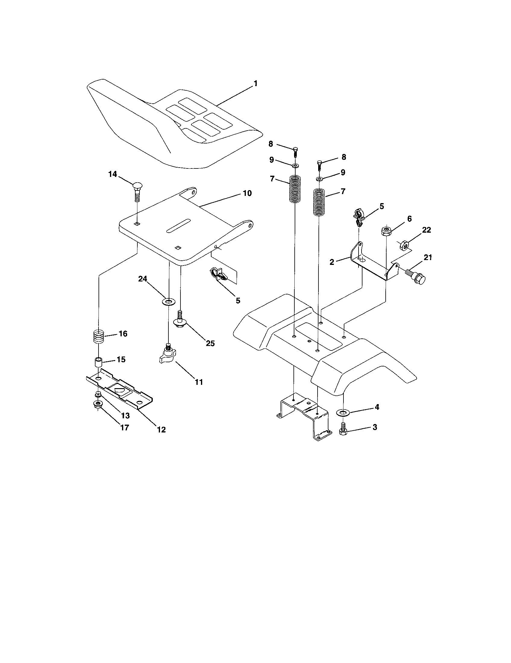 Poulan DPR22H48STB seat assembly diagram