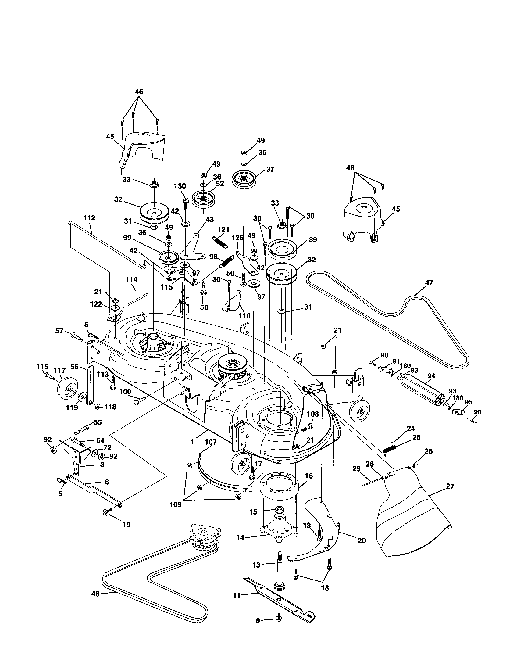 Poulan DPR22H48STB mower deck diagram