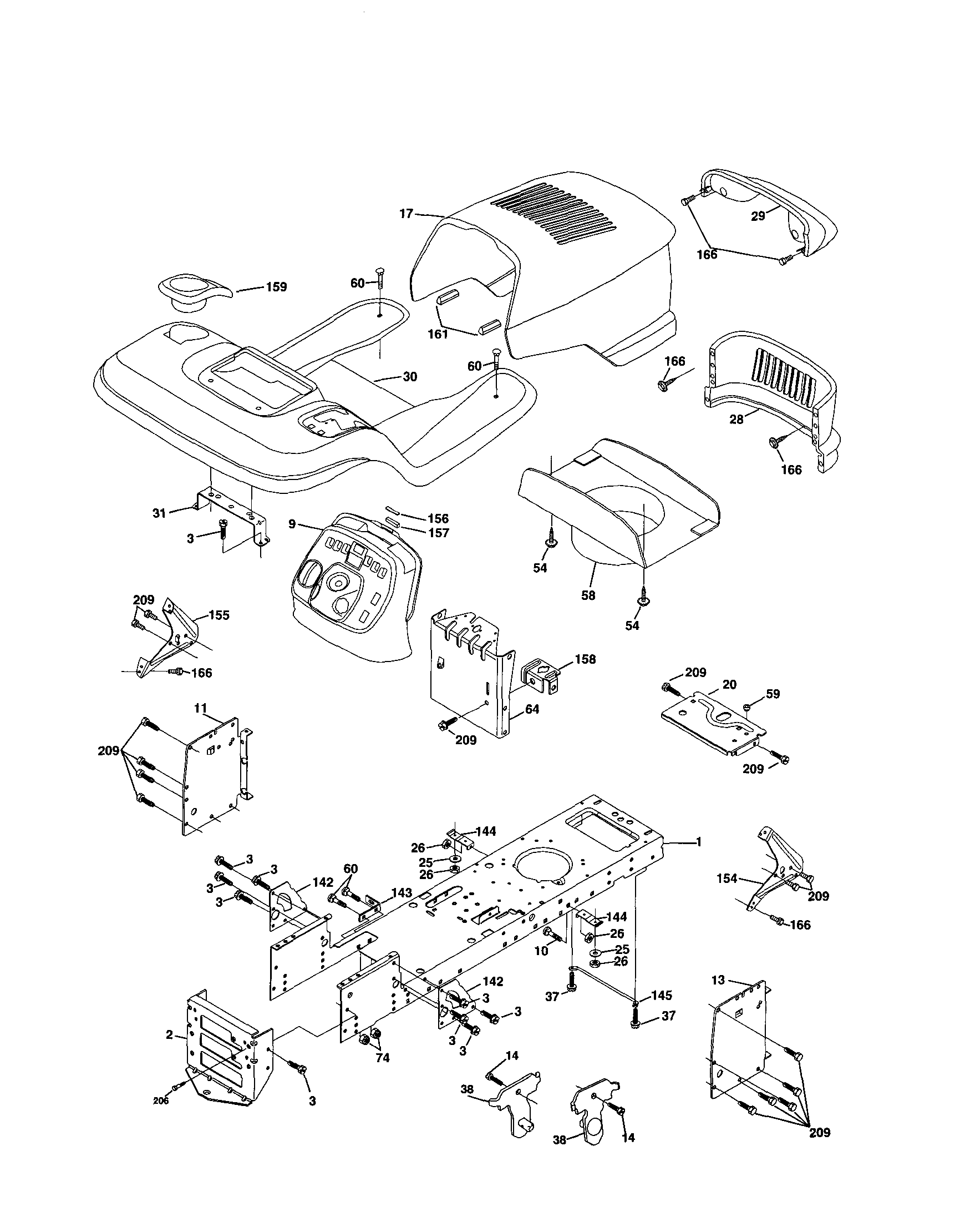 Poulan DPR22H46STB chassis and enclosures diagram