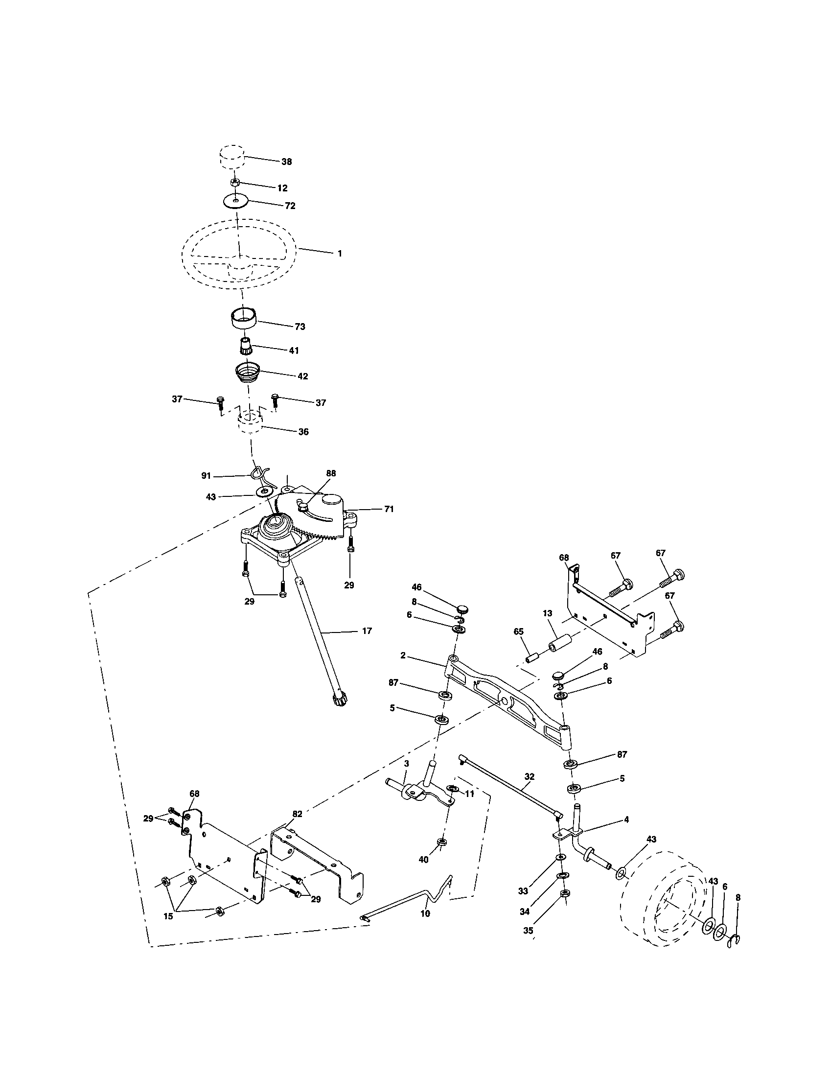 Poulan DPR22H46STB steering assembly diagram