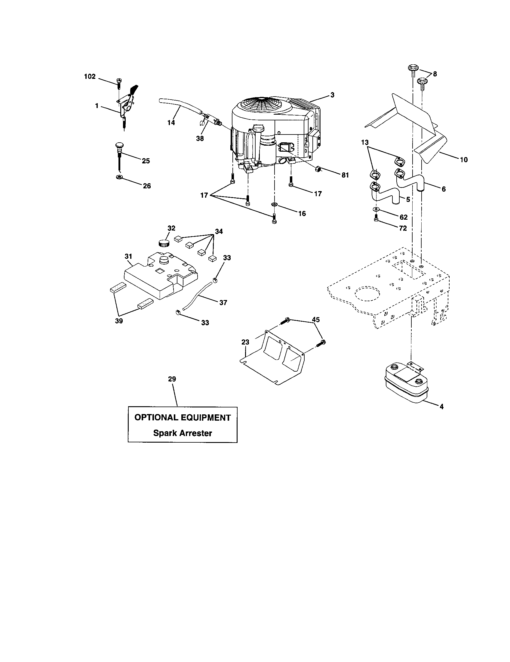 Poulan DPR22H46STB engine diagram