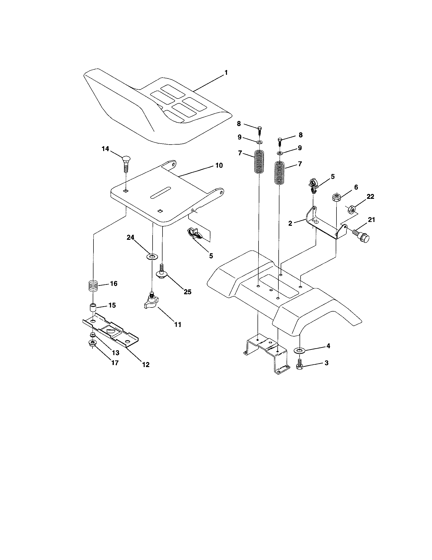 Poulan DPR22H46STB seat assembly diagram