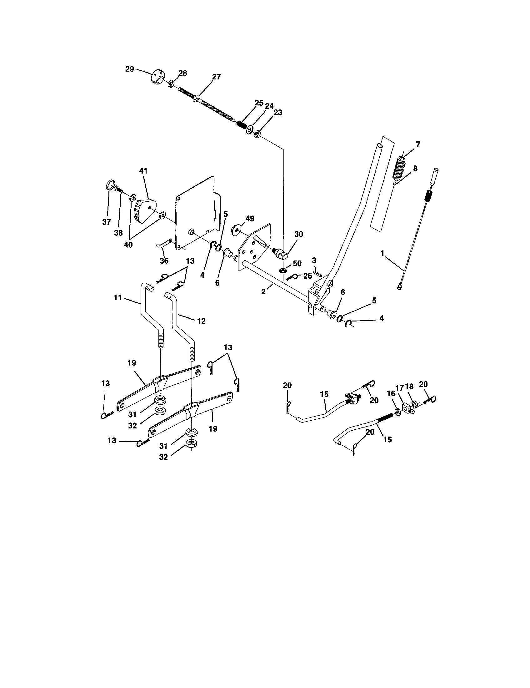 Poulan DPR22H46STB mower lift diagram