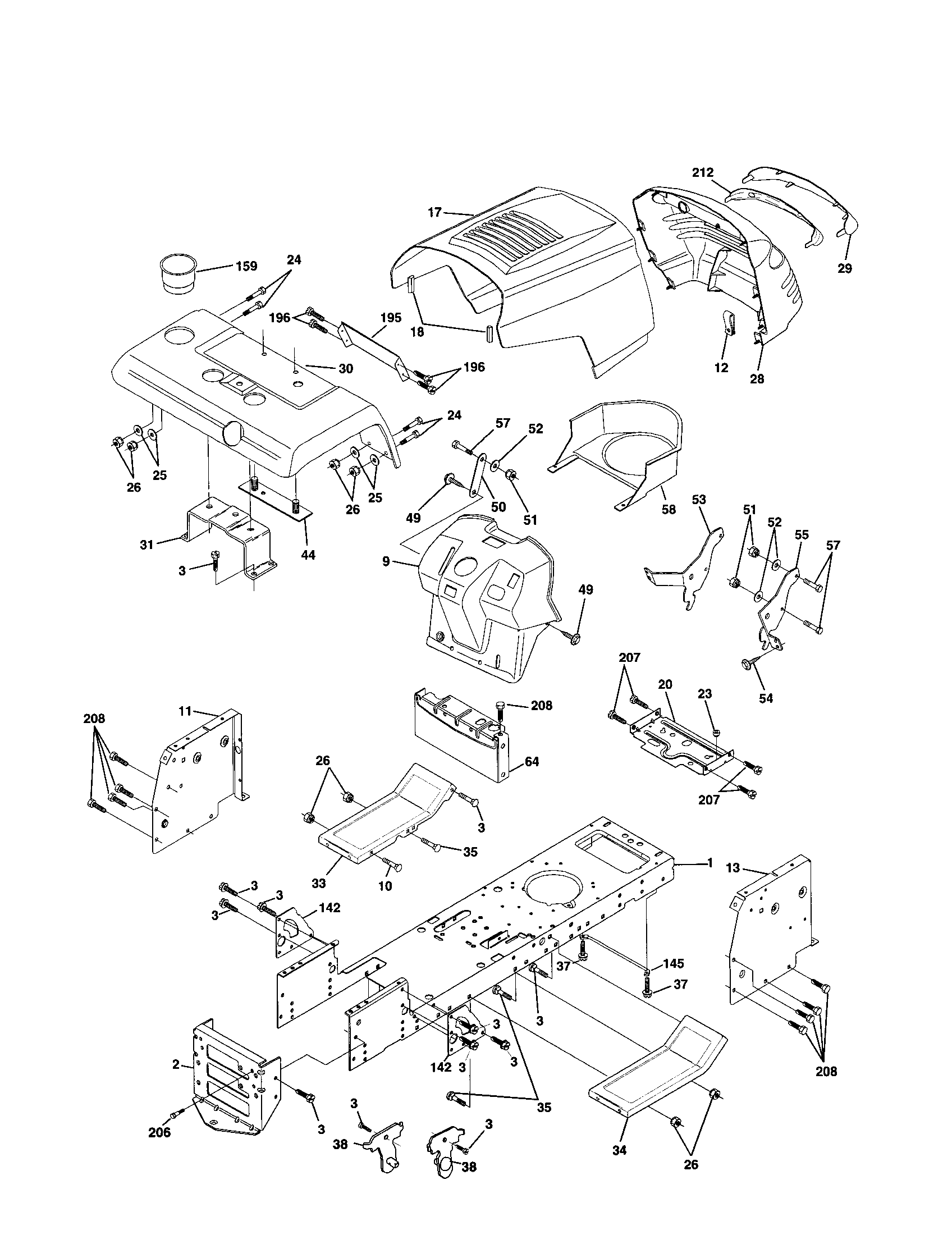 Poulan DPR20H46STB chassis and enclosures diagram