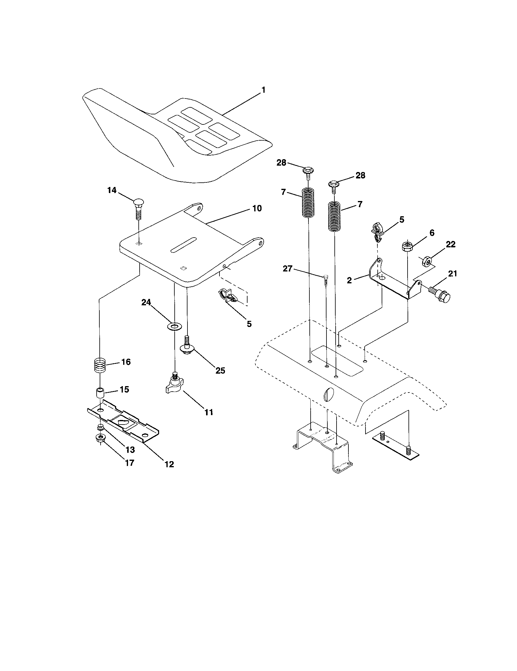 Poulan DPR20H46STB seat assembly diagram