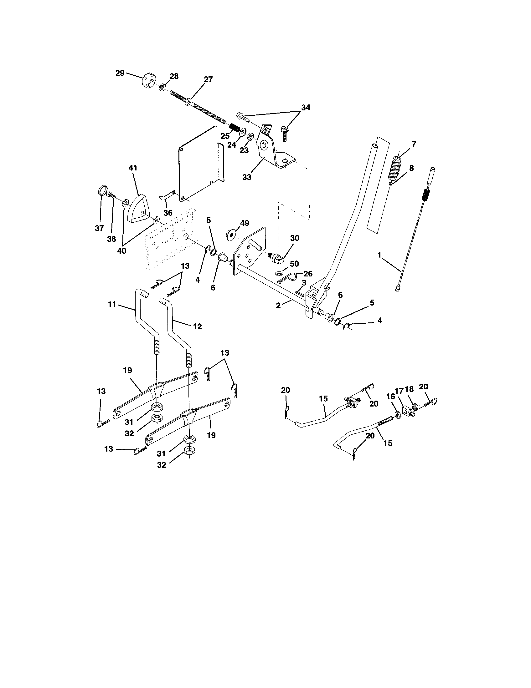 Poulan DPR20H46STB mower lift diagram