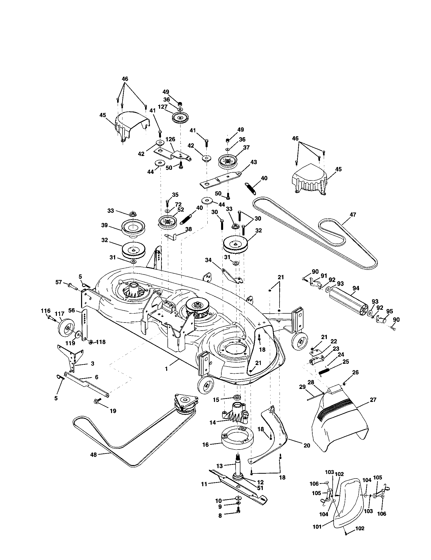 Poulan DPR20H46STB mower deck diagram