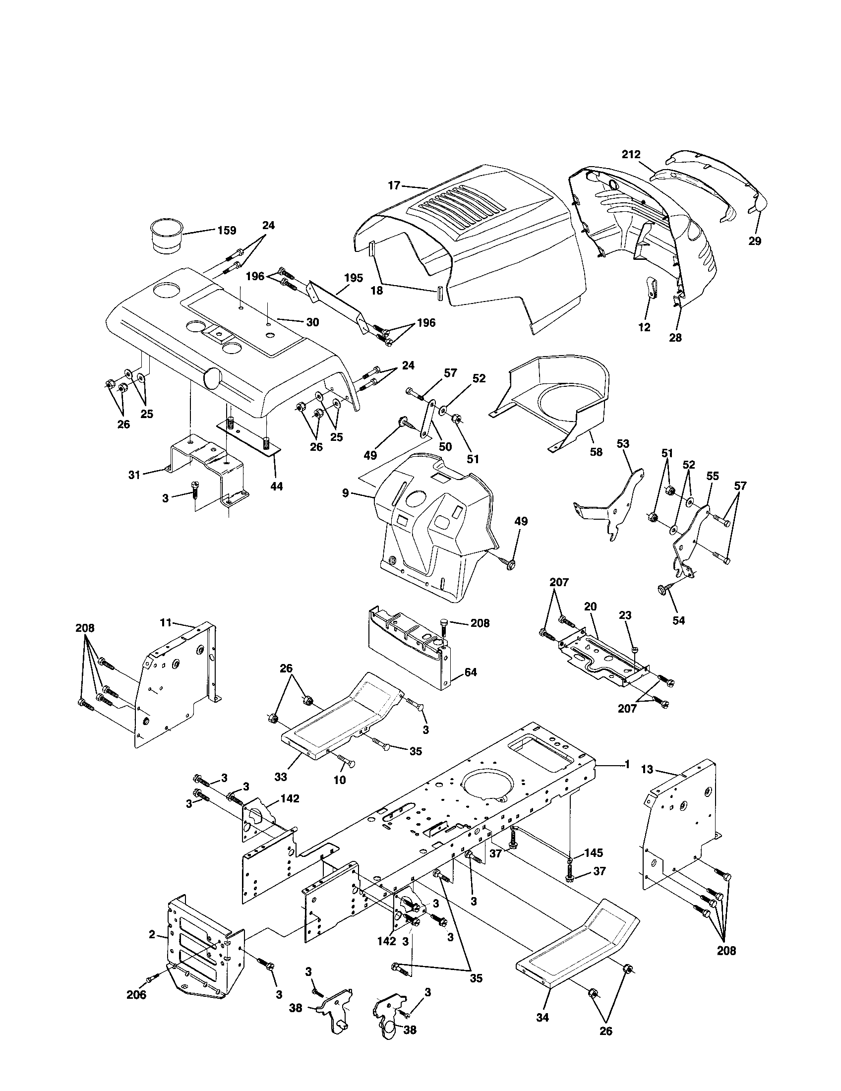 Poulan DPR20H46STA chassis and enclosures diagram