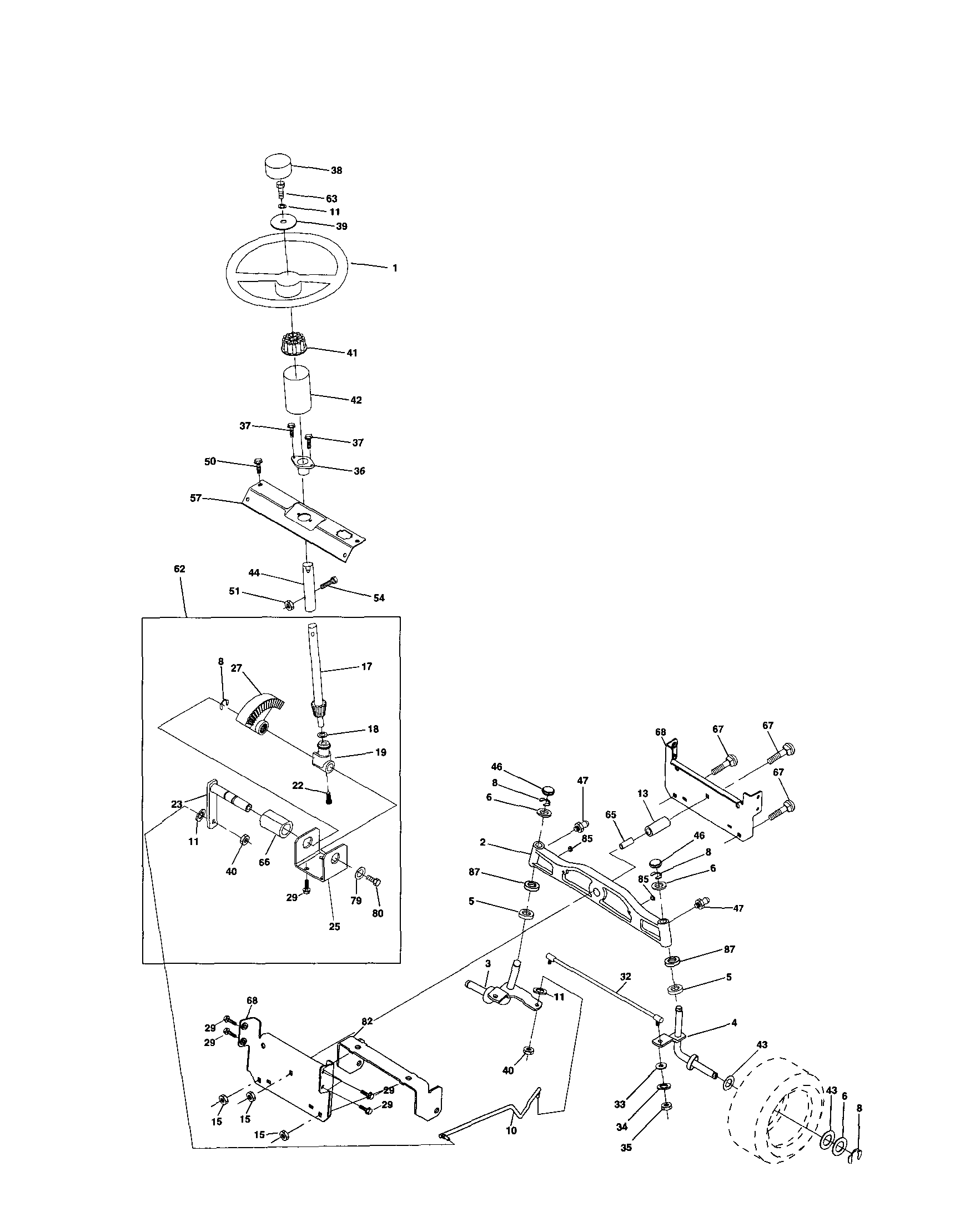 Poulan DPR20H46STA steering assembly diagram