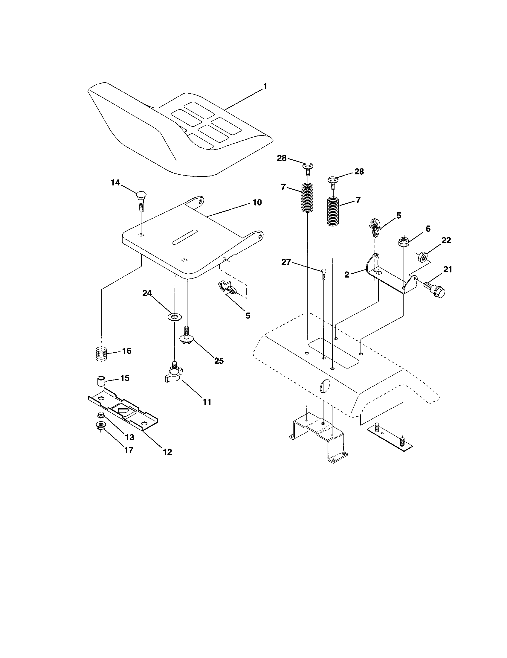 Poulan DPR20H46STA seat assembly diagram