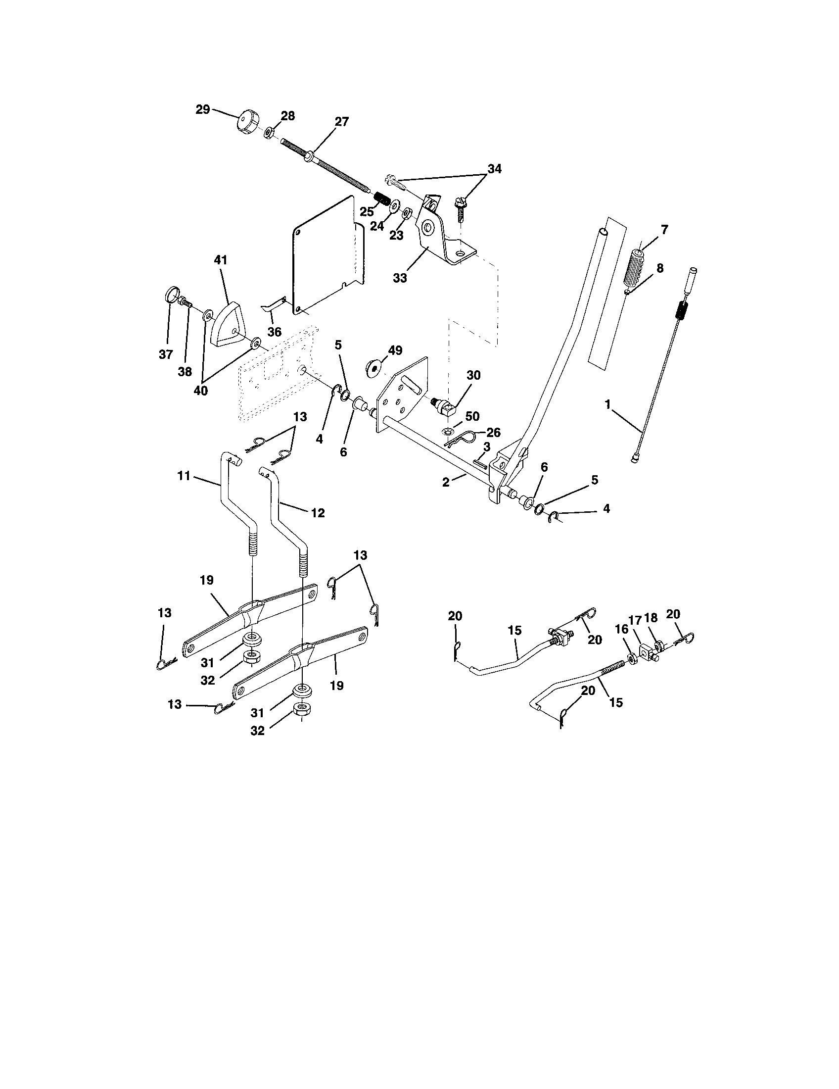 Poulan DPR20H46STA mower lift diagram
