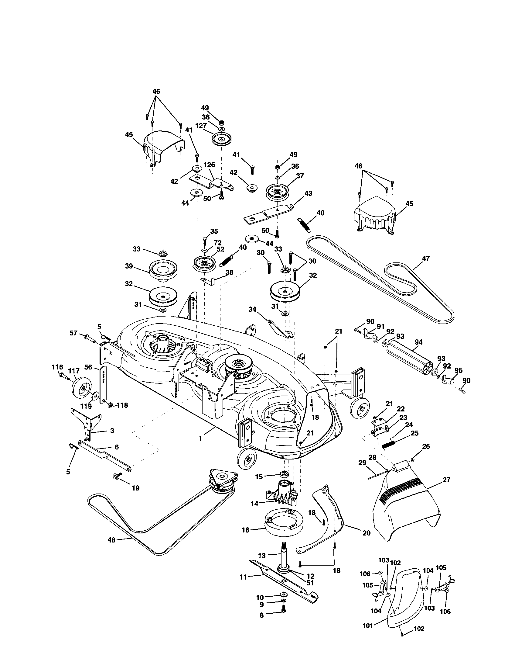 Poulan DPR20H46STA mower deck diagram