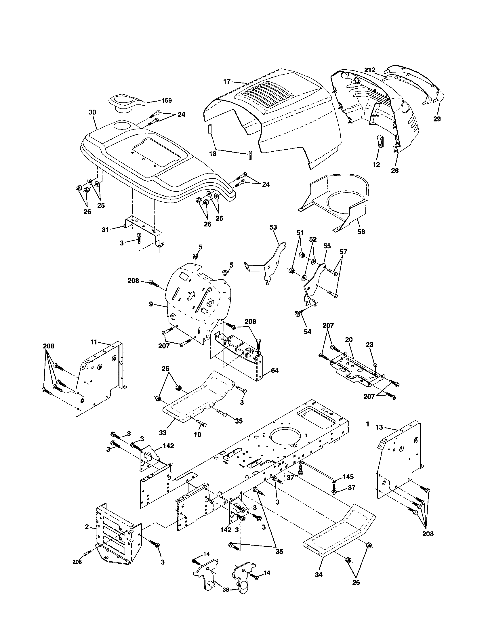 Poulan PR185H42STDA chassis diagram