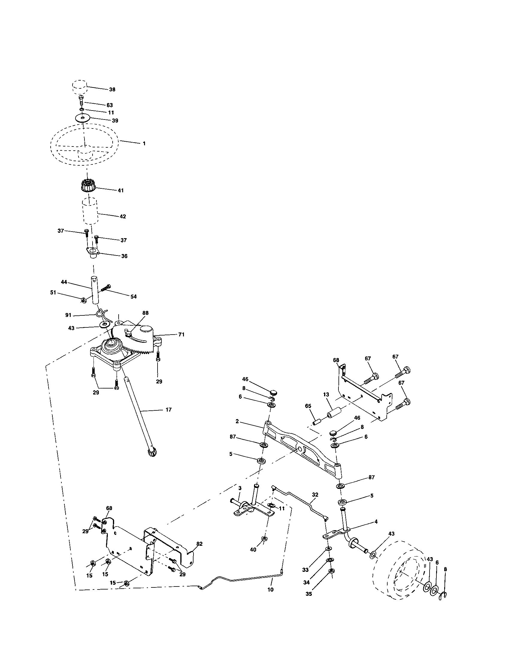 Poulan PR185H42STDA steering assembly diagram