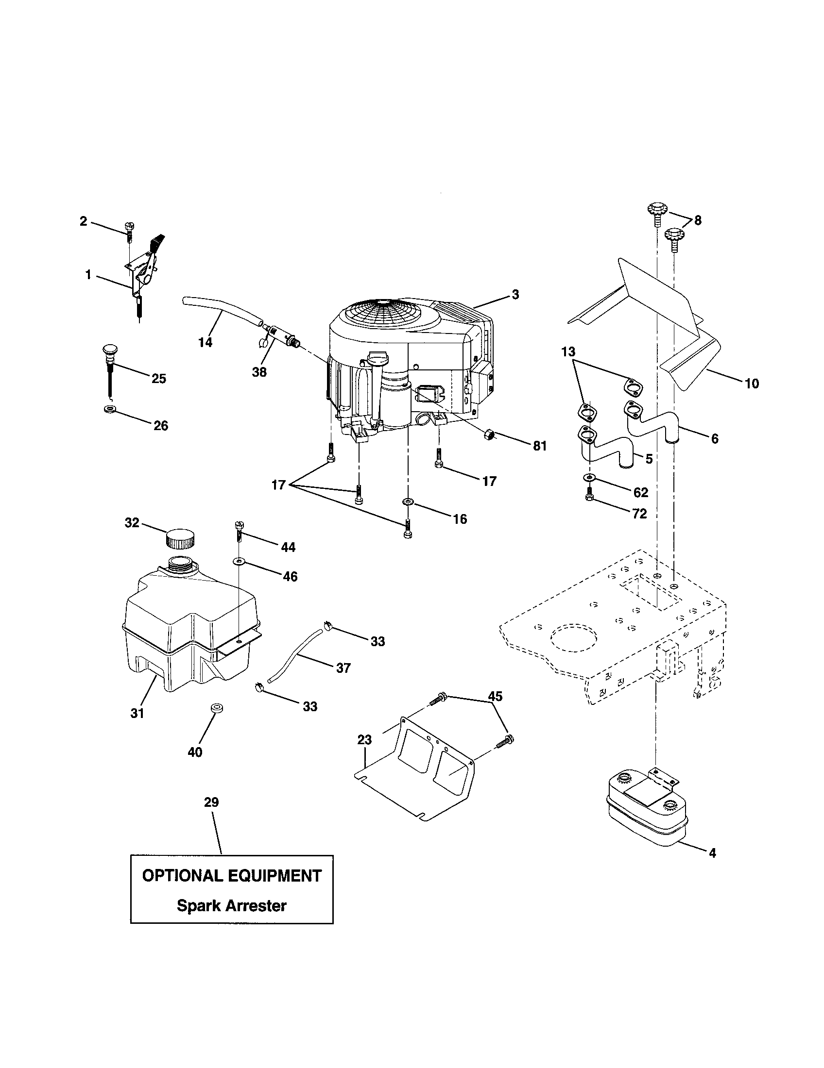 Poulan PR185H42STDA engine diagram