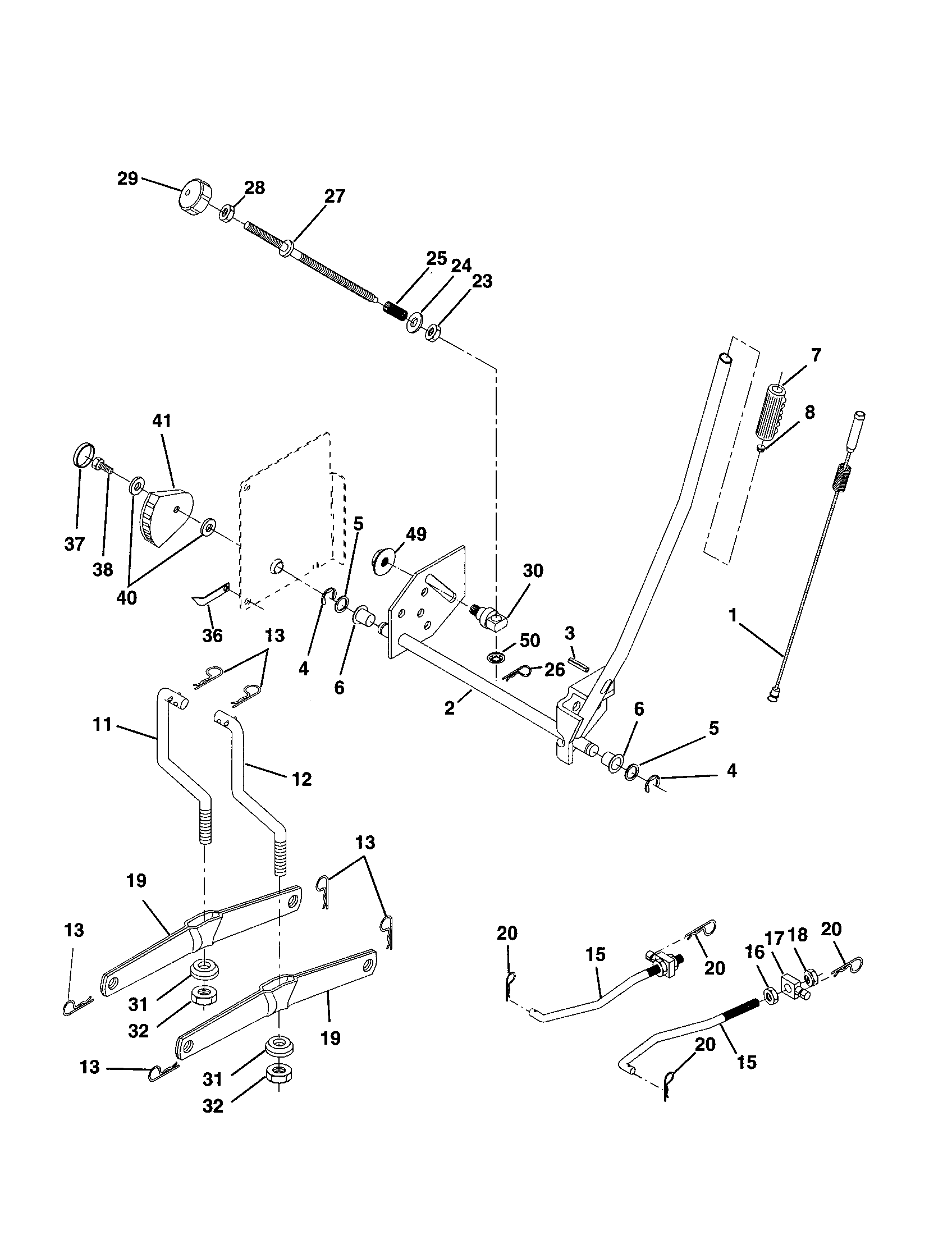 Poulan PR185H42STDA mower lift diagram