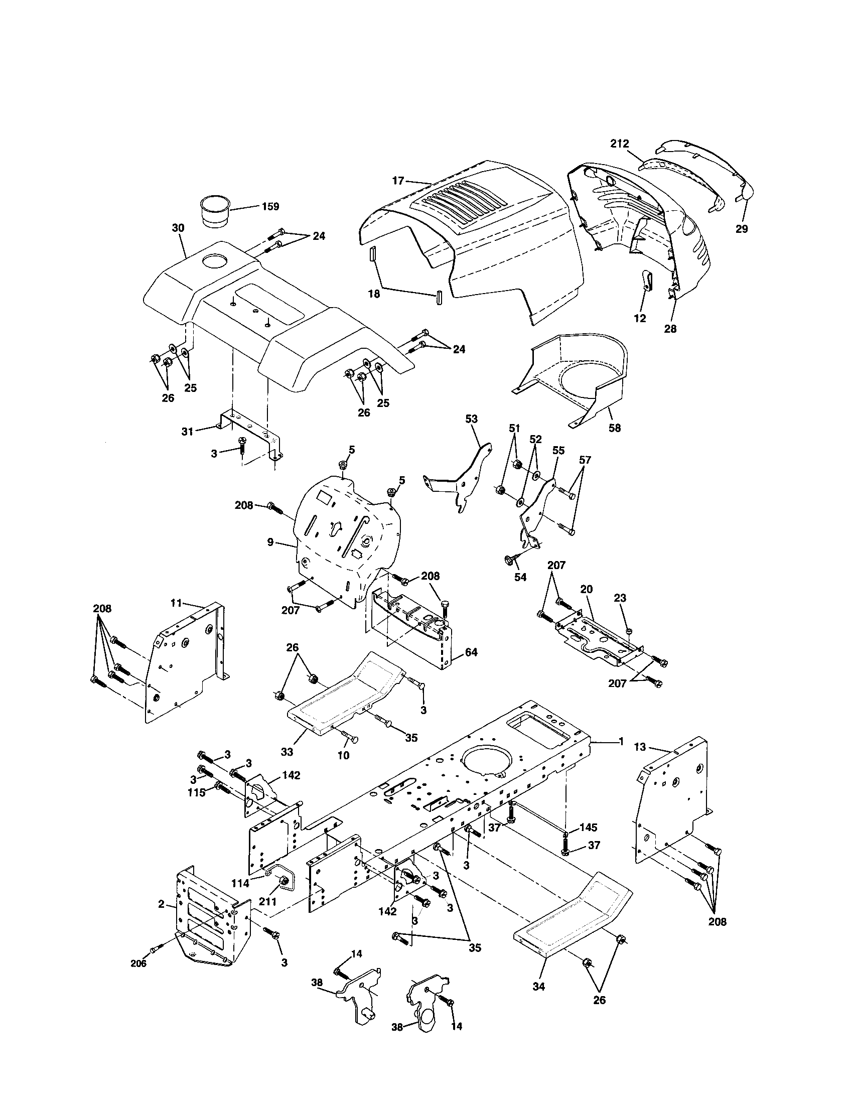 Poulan PR18542STC chassis and enclosures diagram
