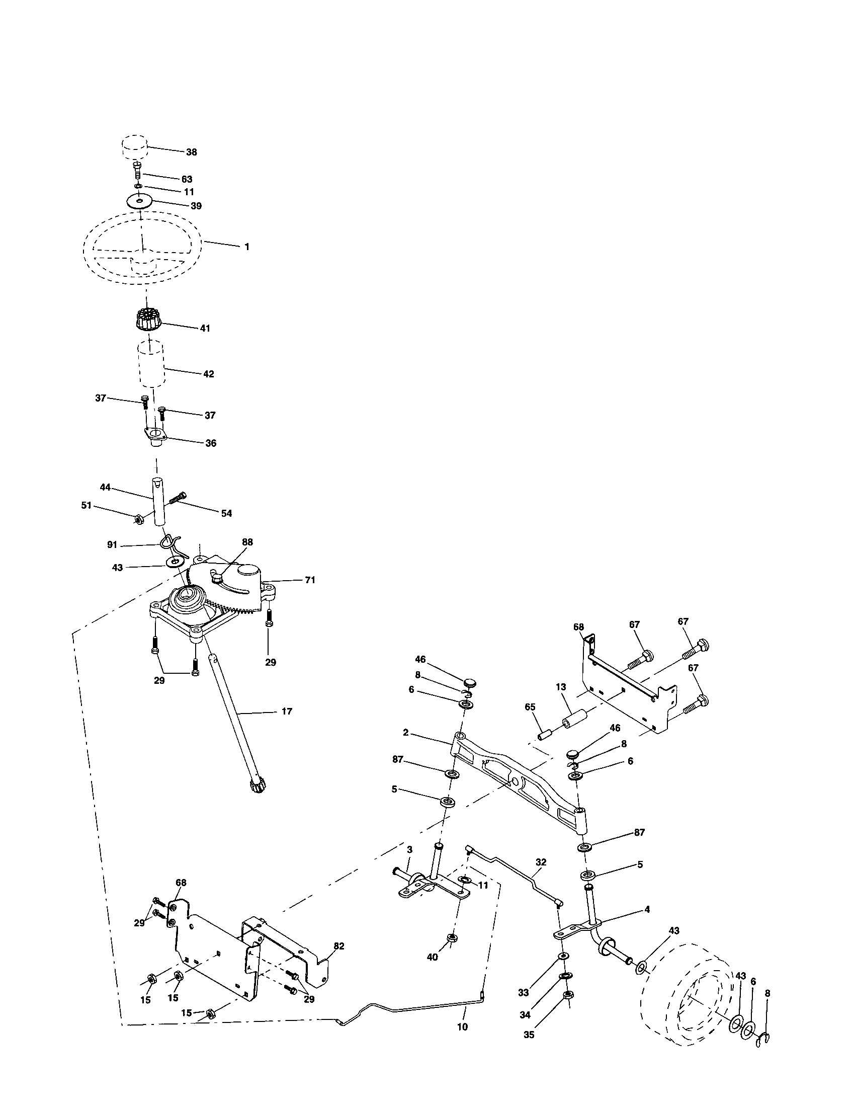 Poulan PR18542STC steering assembly diagram
