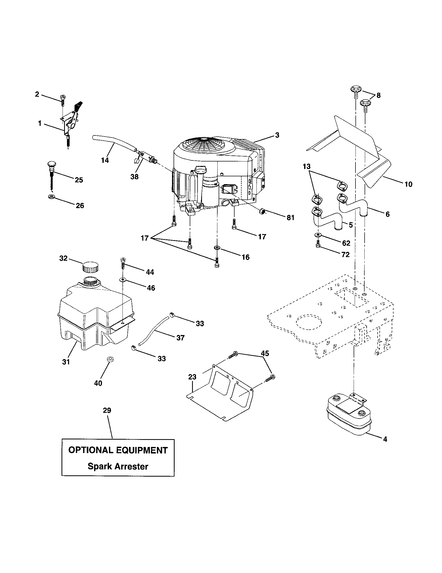 Poulan PR18542STC engine diagram