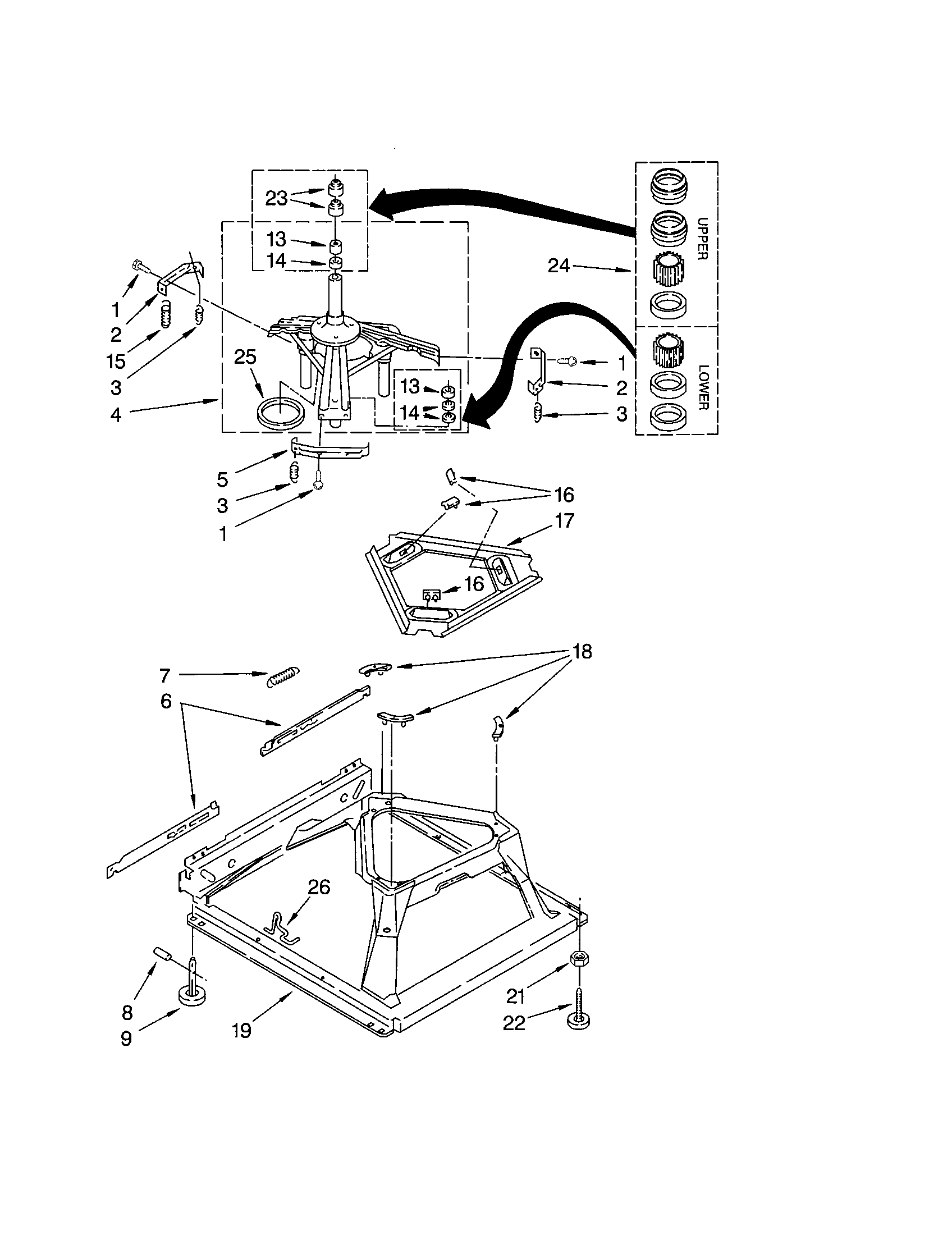 Kenmore Elite 11023036100 machine base diagram