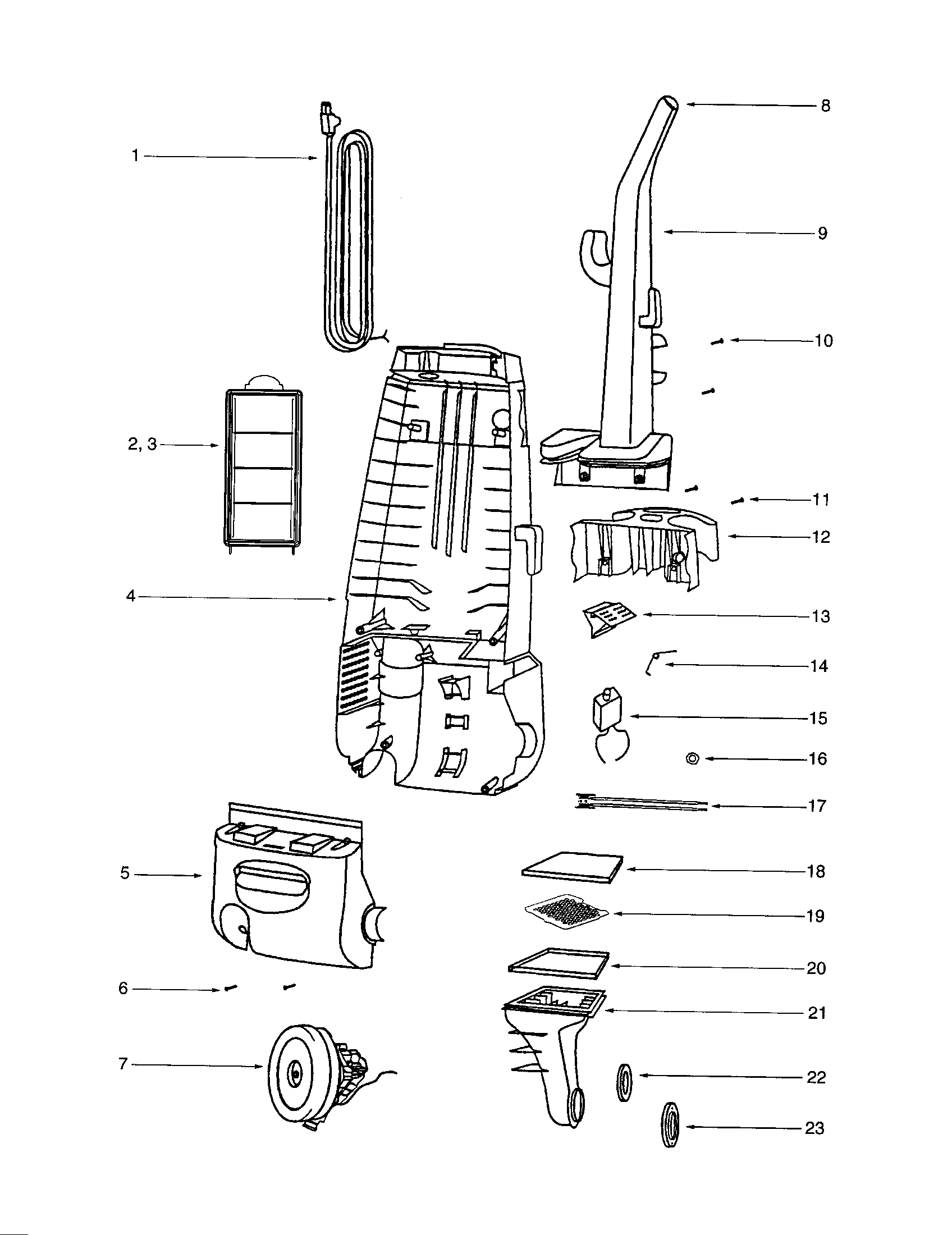Eureka 4384AT-1 handle/motor assembly diagram