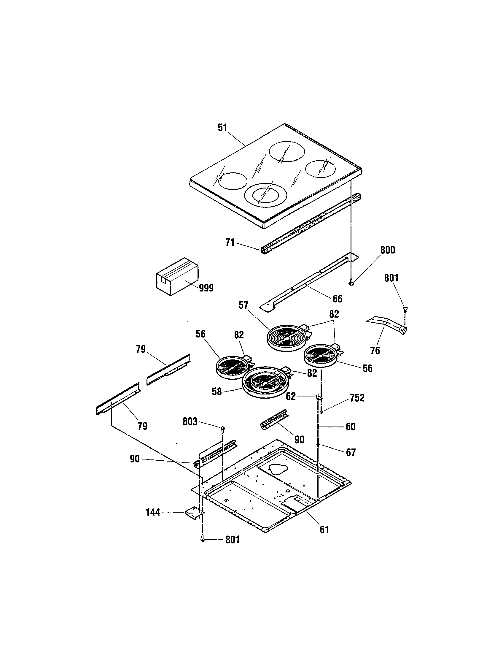 Kenmore 91195579891 maintop diagram
