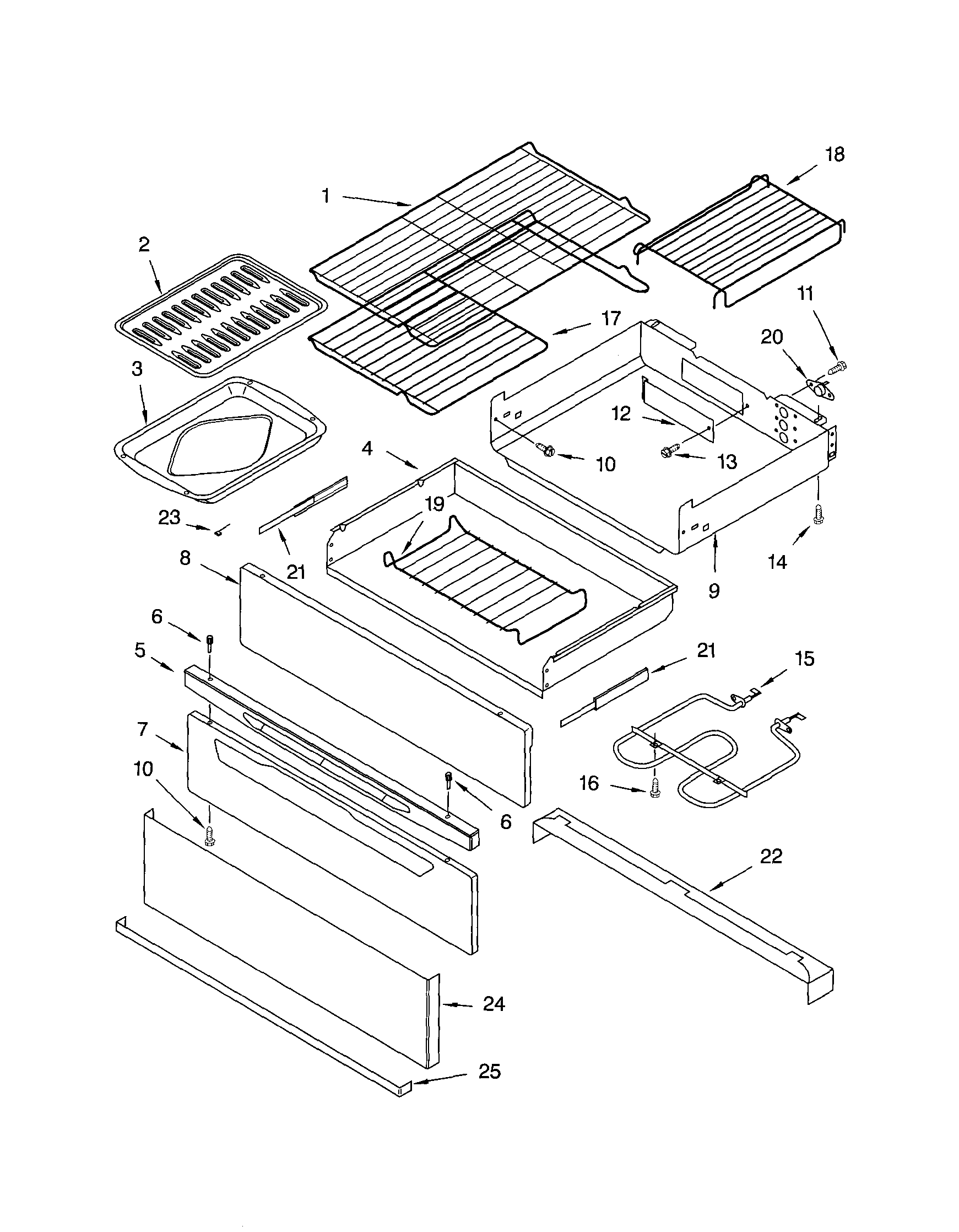 Kenmore 66575844003 warming drawer/broiler diagram