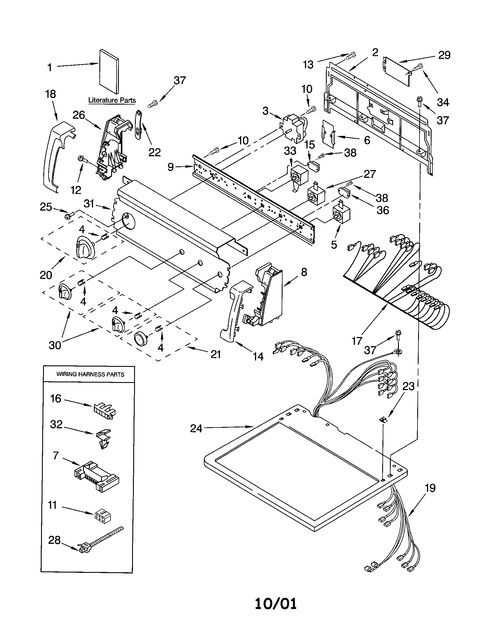 Kenmore 11063932100 top and console diagram