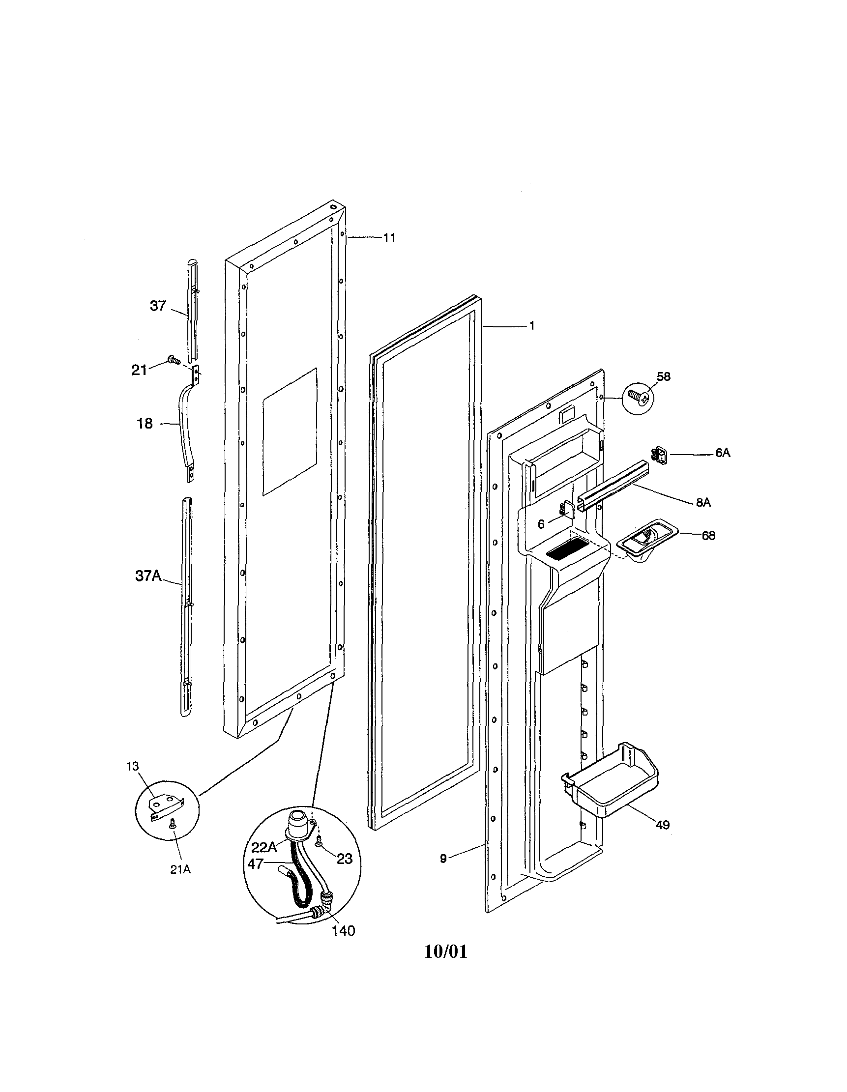 Frigidaire FRS26ZGGB4 freezer door diagram