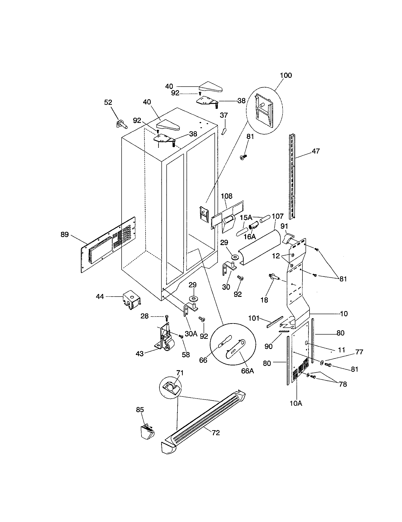 Frigidaire FRS26ZGGB4 cabinet diagram