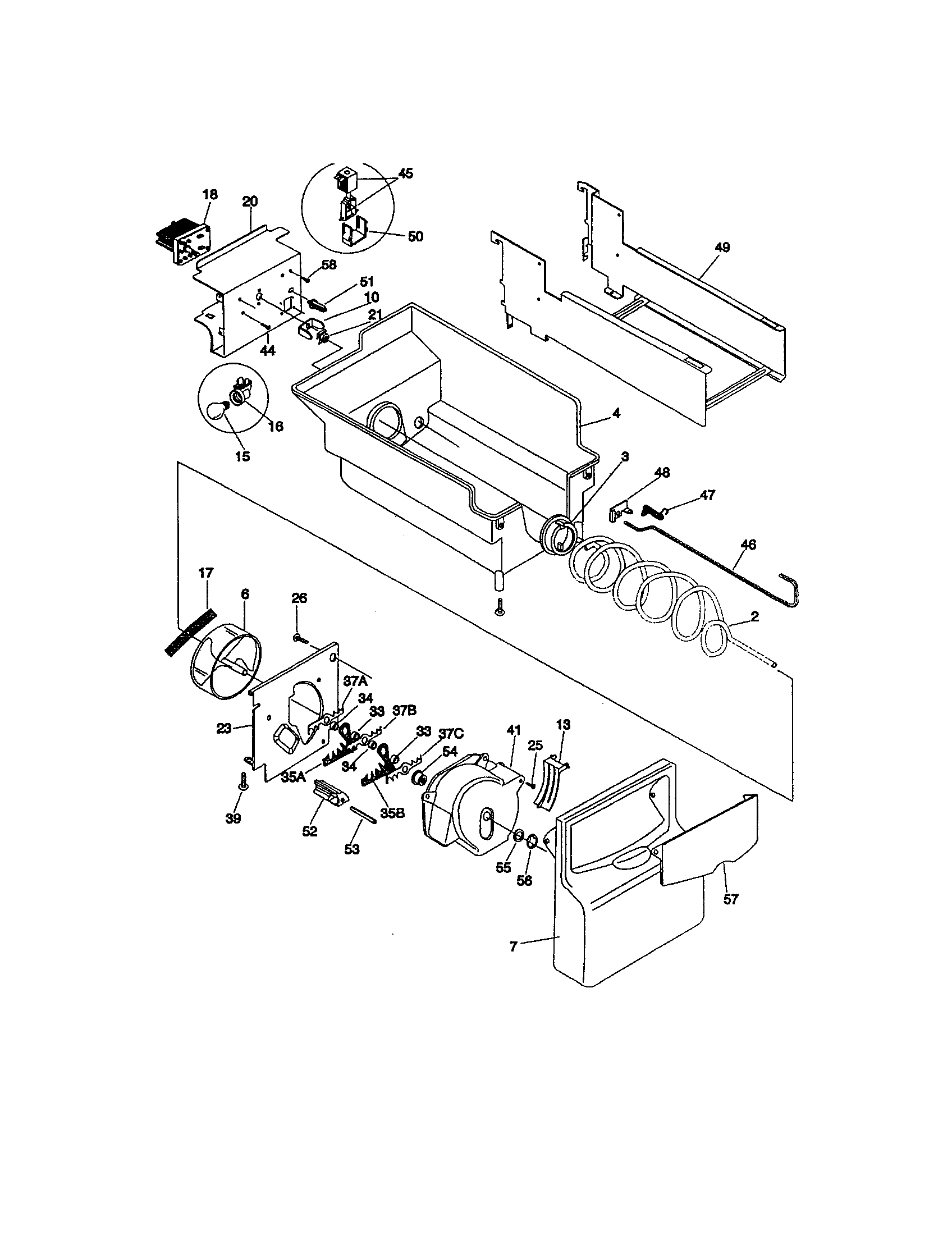 Frigidaire FRS26ZGGB4 ice container diagram