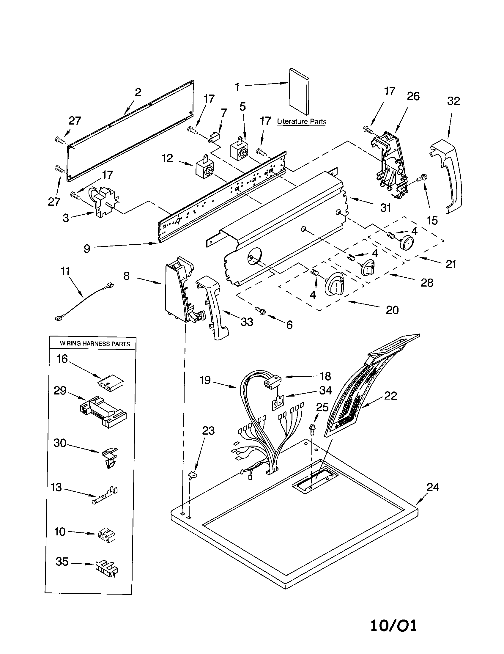 Kenmore 11062822101 top and console diagram