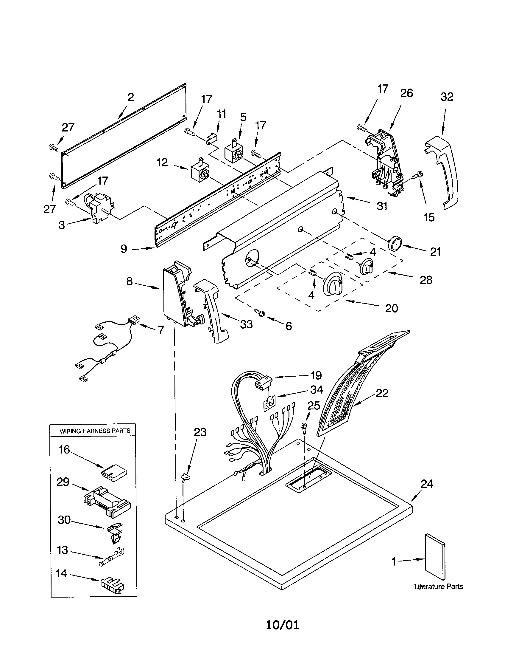 Kenmore 11062802101 top and console diagram