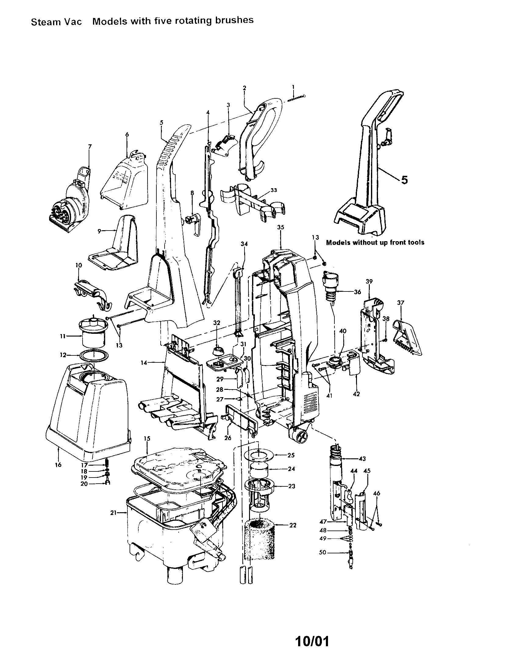 Hoover F5866-920 recovery tank/handle diagram