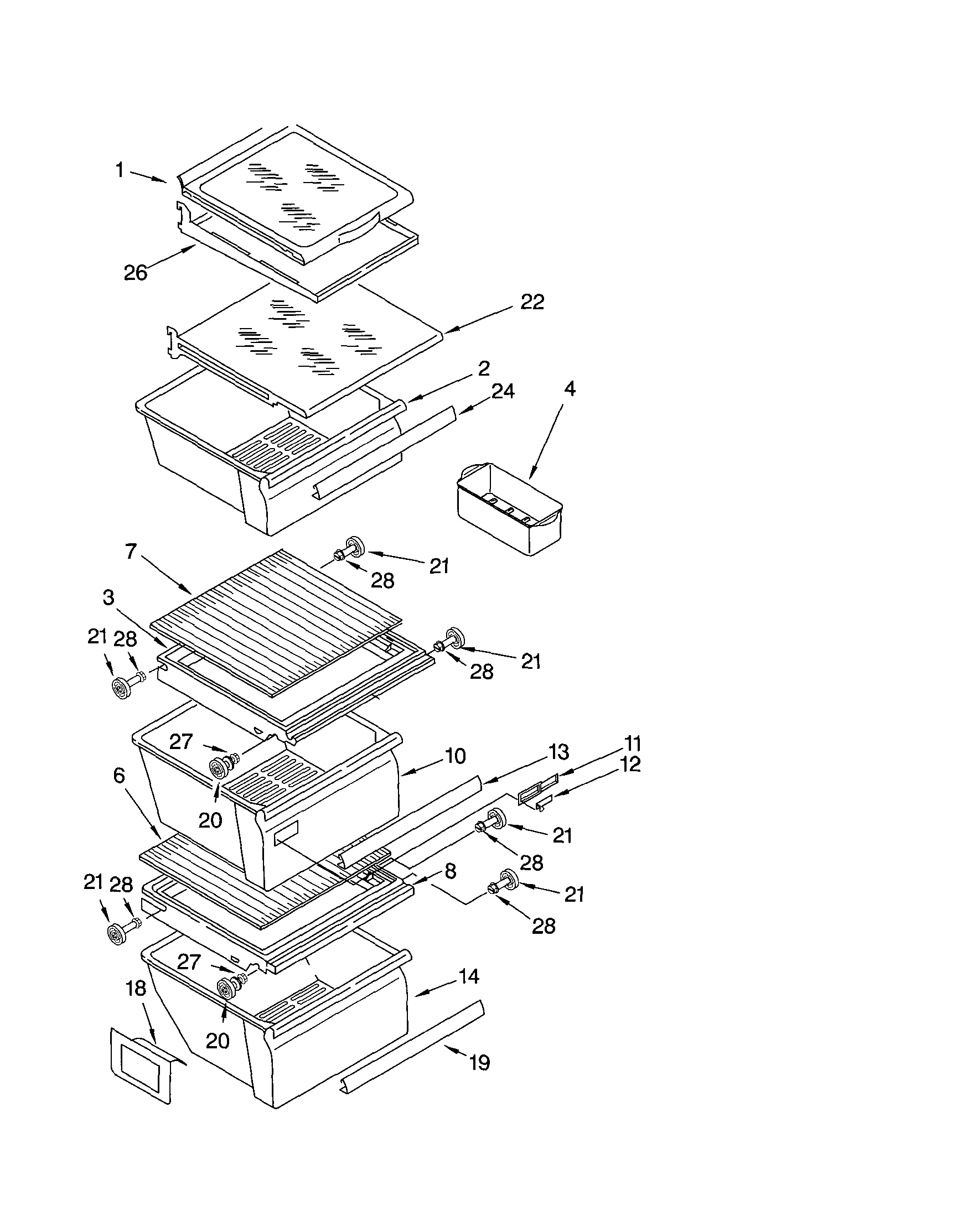 Kenmore 10651552102 refrigerator shelf diagram
