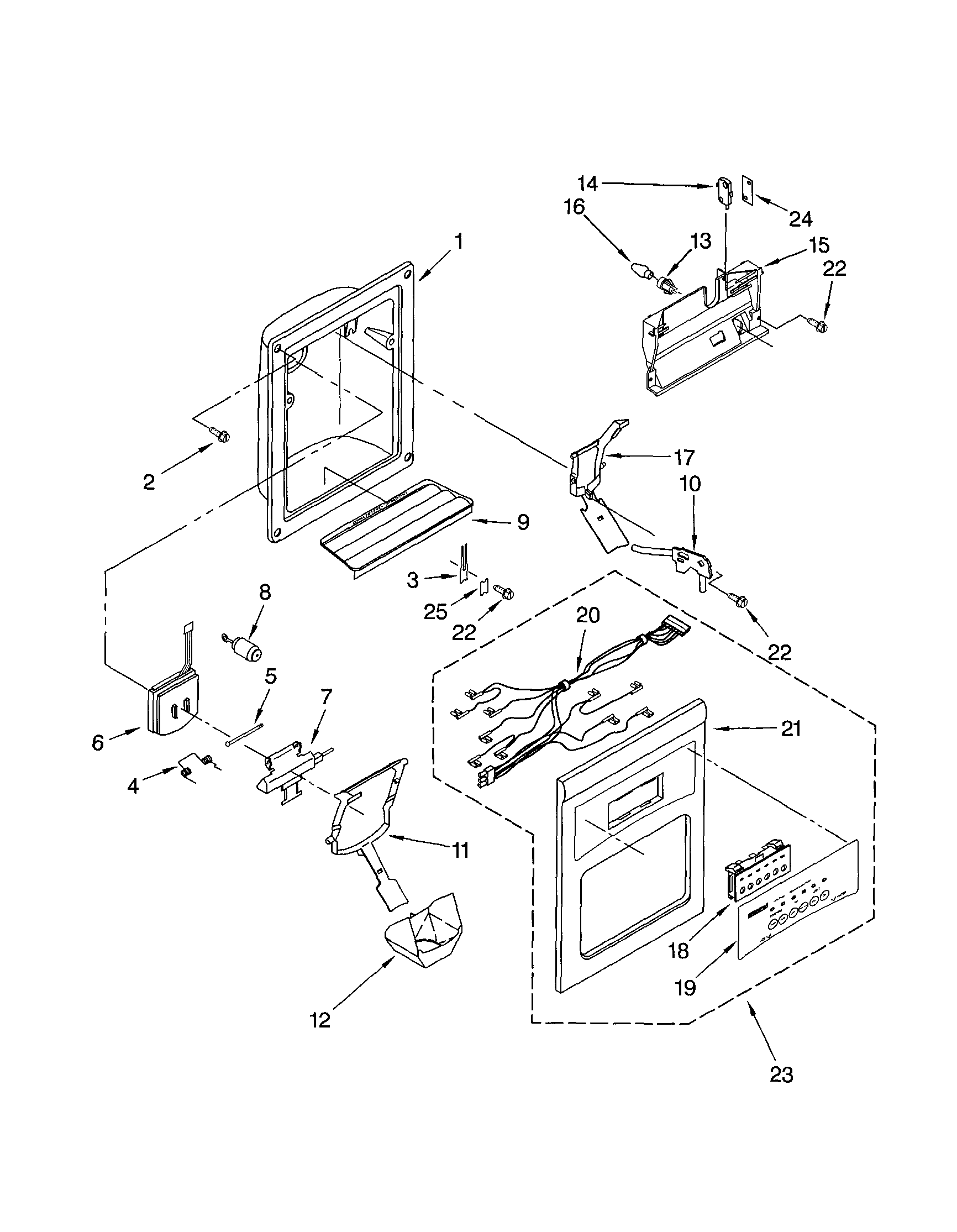 Kenmore 10651552102 dispenser front diagram