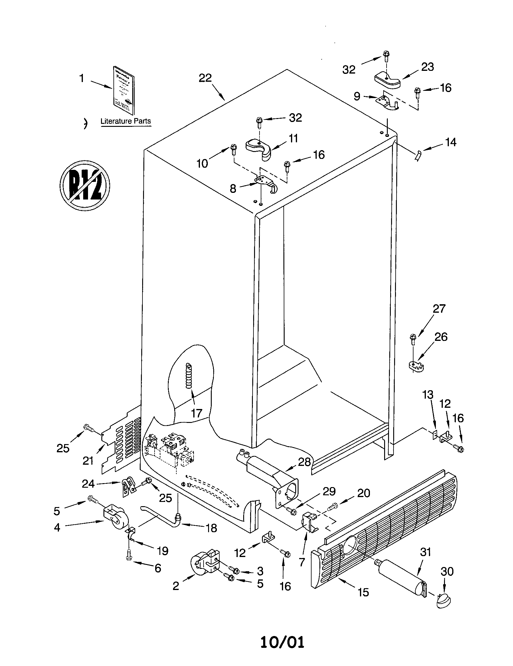 Kenmore 10652284201 cabinet diagram