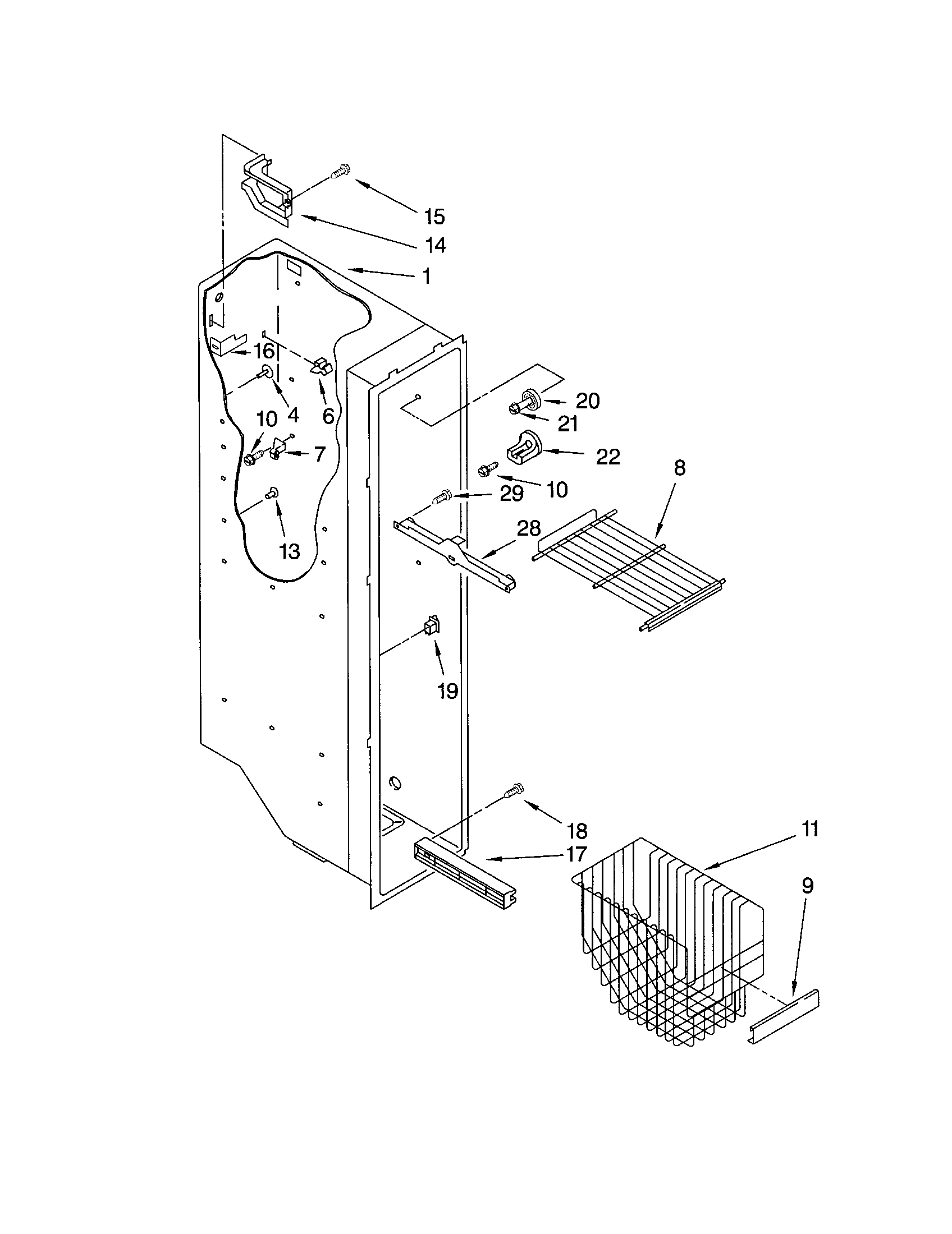 Kenmore 10652284201 freezer liner diagram