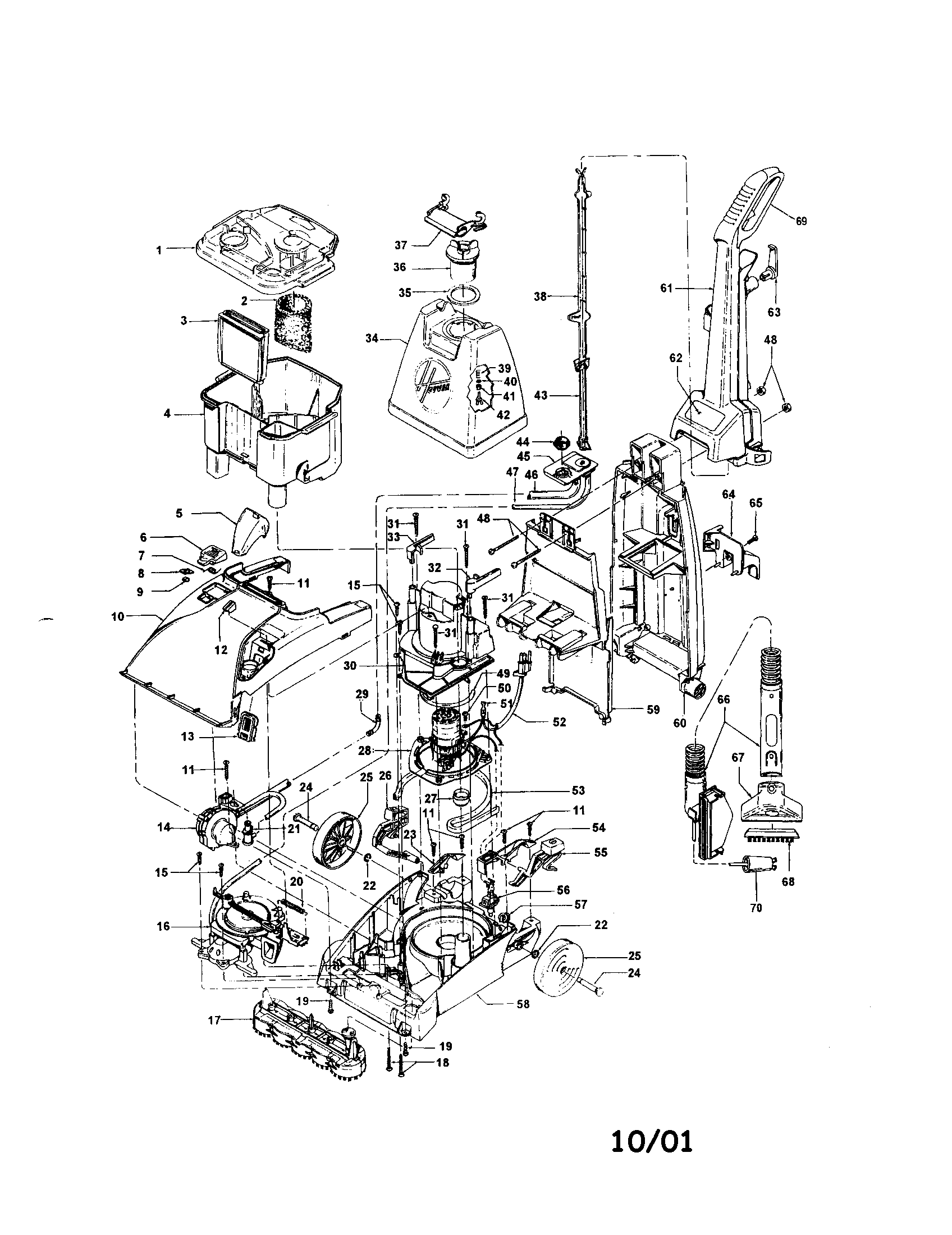 Hoover F5861-990 upright extractor diagram