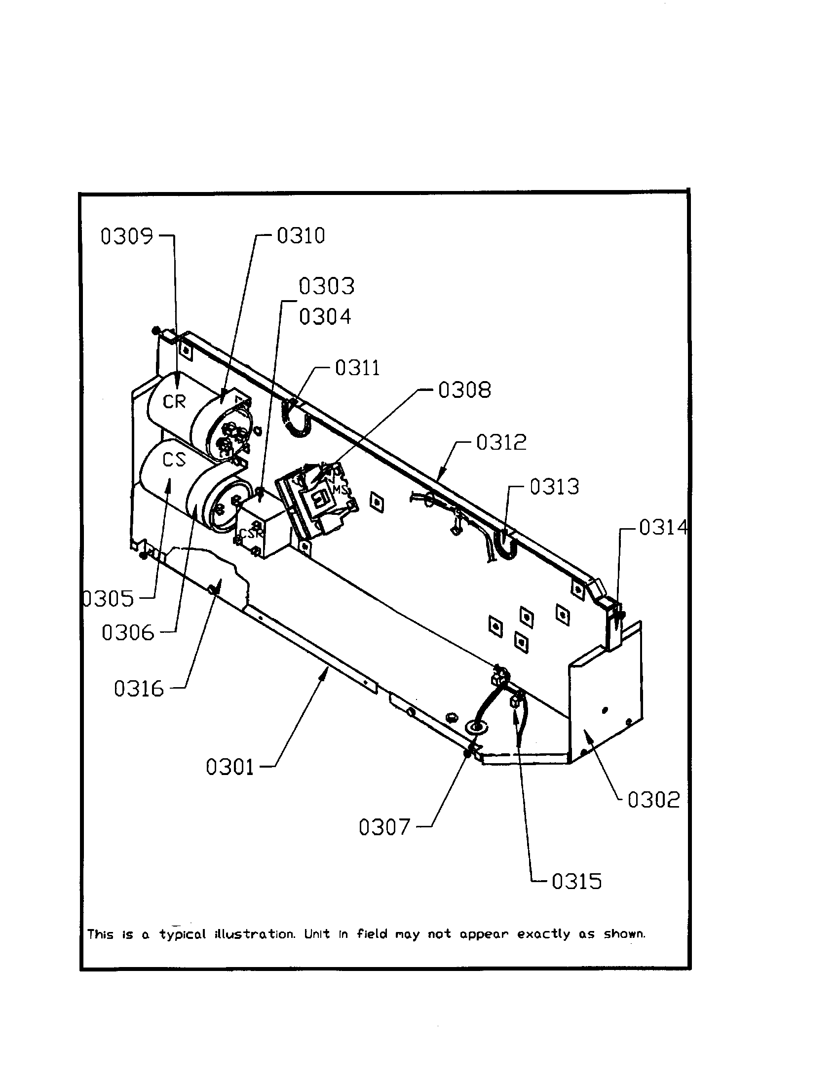 Trane TTX048D100A0 control assembly diagram