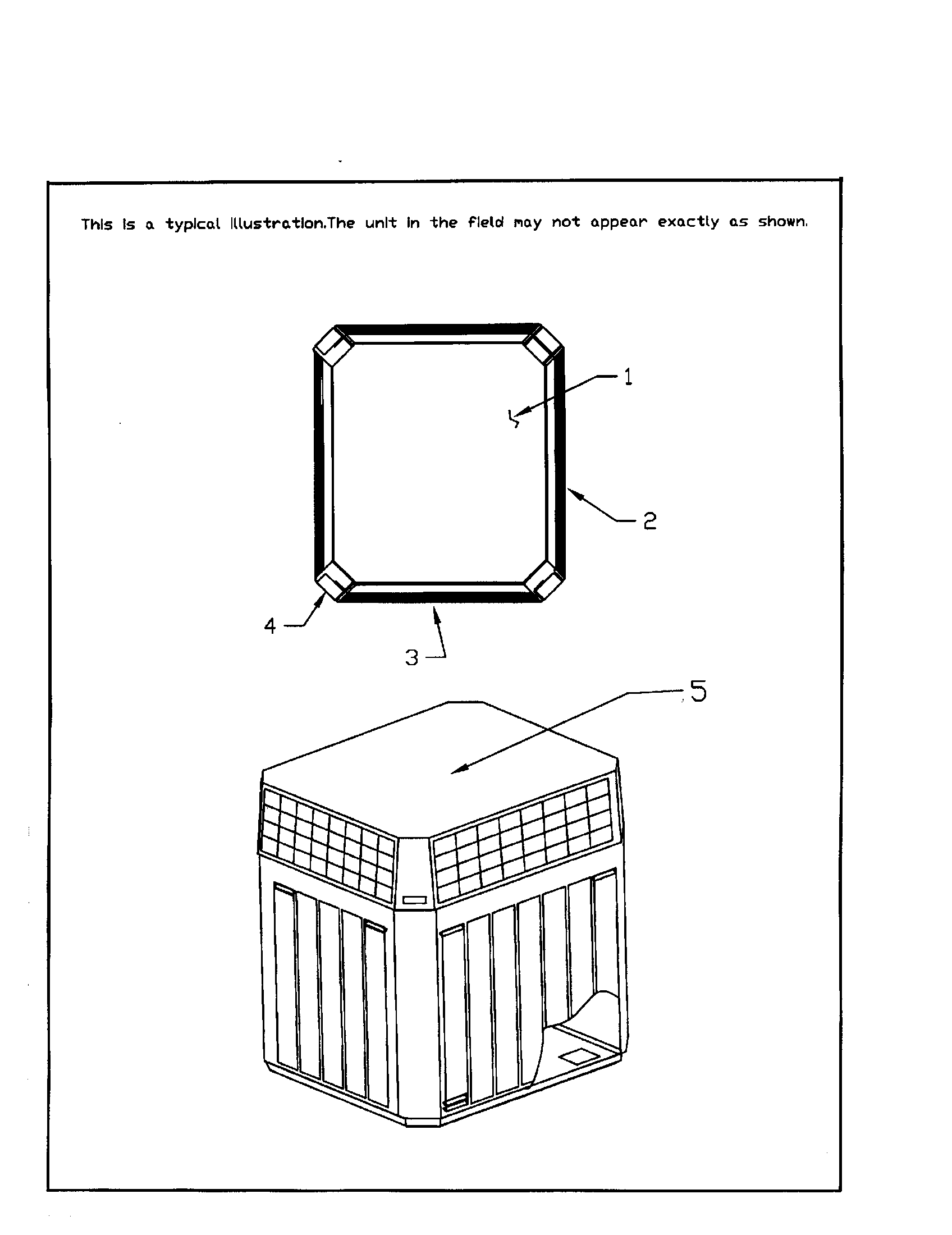 Trane TTX048D100A0 top cover, panel diagram