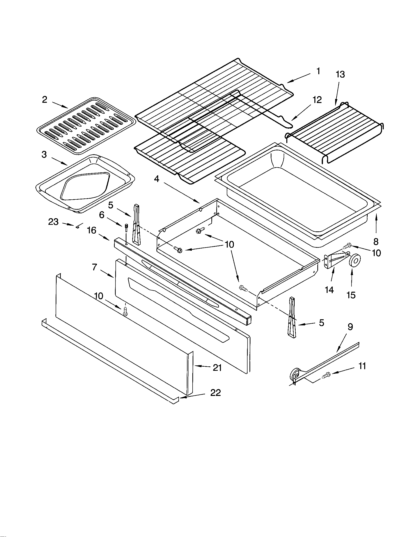 Kenmore 66575022100 drawer and broiler diagram