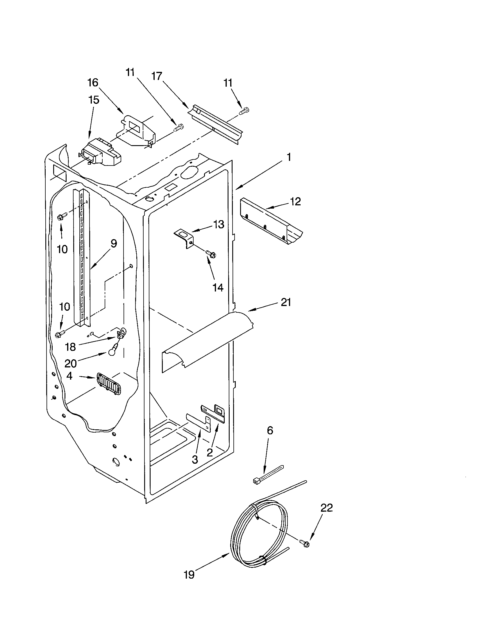 Kenmore 10651254102 refrigerator liner diagram