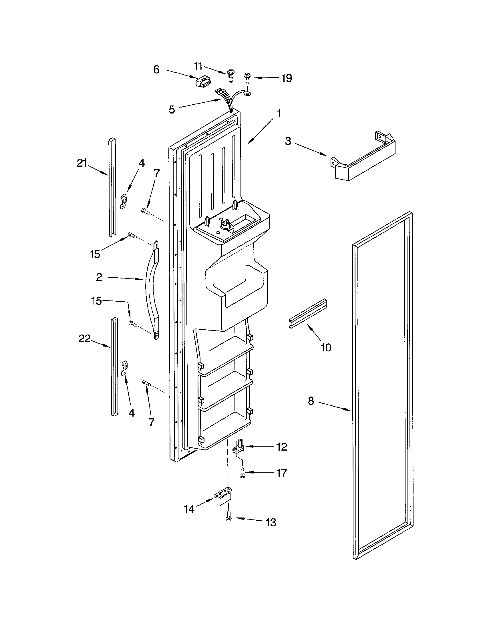 Kenmore 10651254102 freezer door diagram