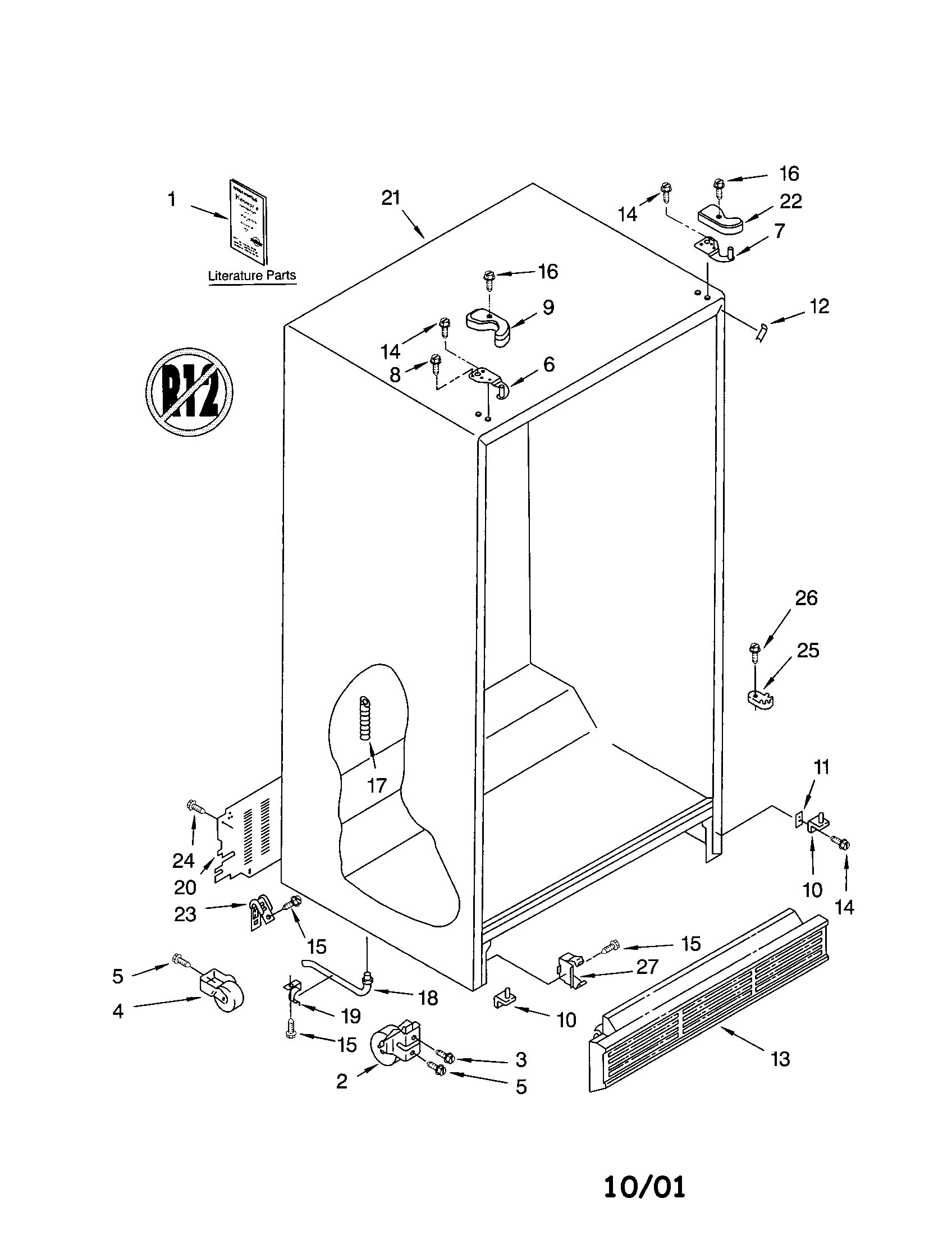 Kenmore 10650524101 cabinet diagram