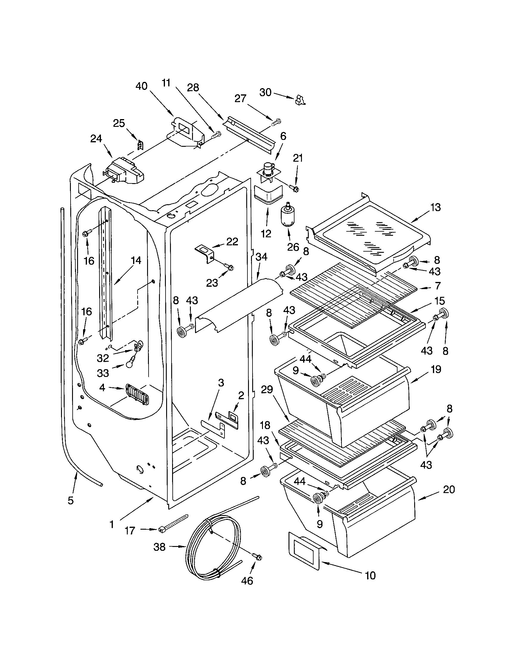 Kenmore 10650524101 refrigerator liner diagram